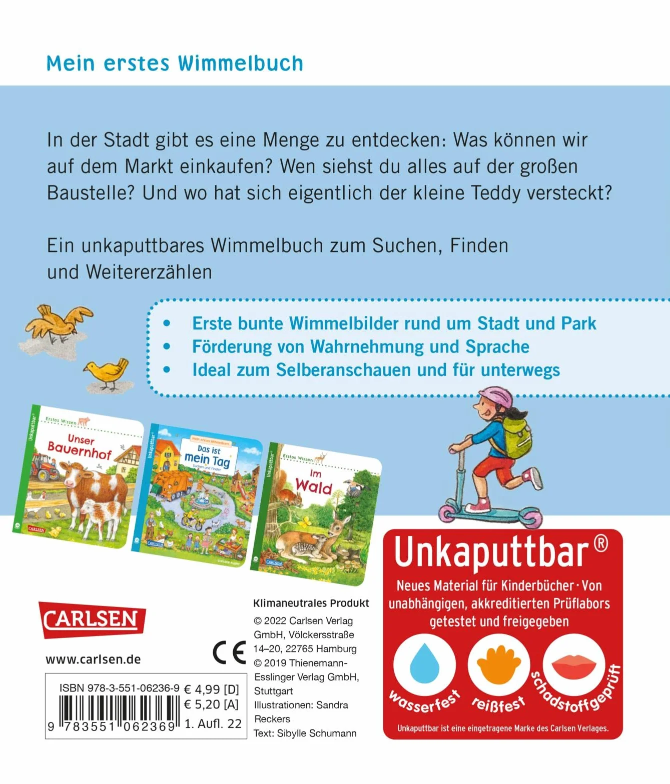Unkaputtbar: Mein erstes Wimmelbuch: Unterwegs in der Stadt: wasserfest, schadstofffrei, reißfest: 12