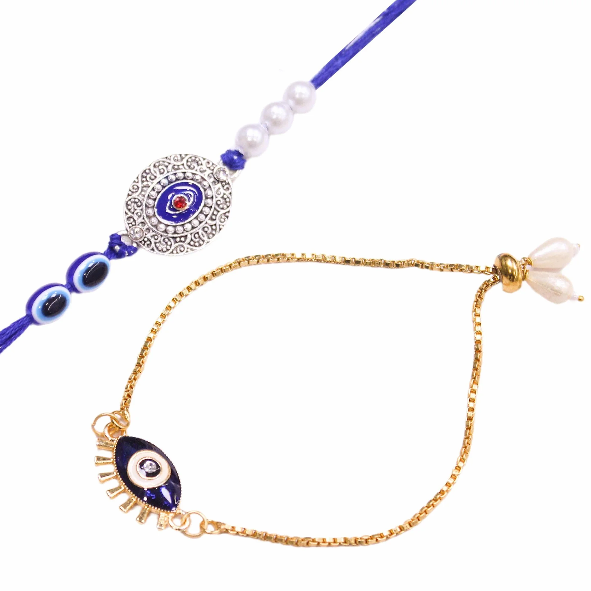 TIED RIBBONS Zestaw 2 rakhi dla brata z zestawem upominkowym, mini kartka, pakiet Roli, bransoletka Raksha Bandhan dla brata Rakhi 2 zestaw