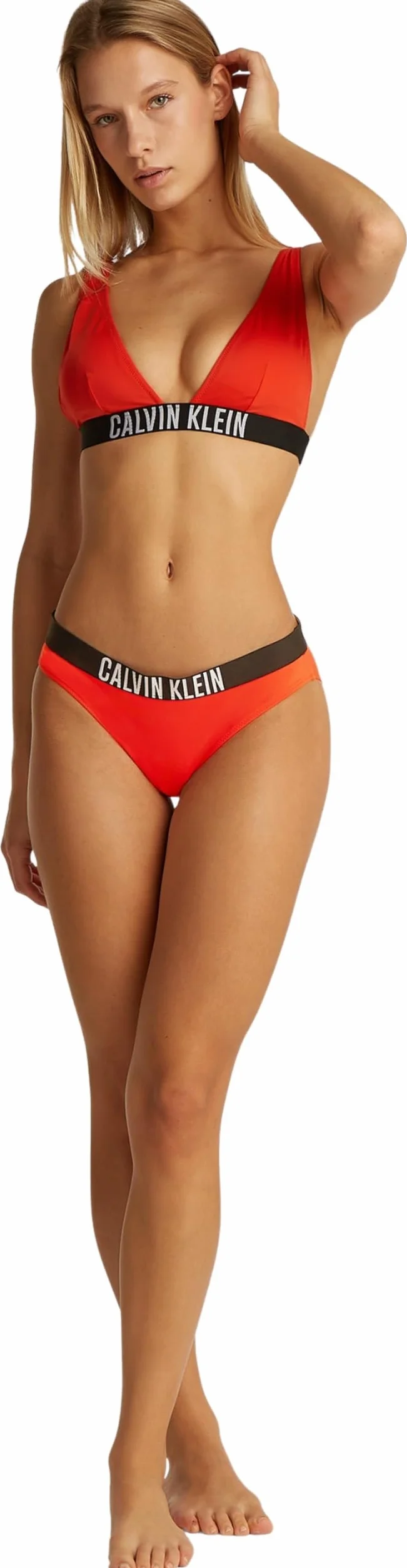 CALVIN KLEIN BIKINI Damskie majtki kąpielowe, czerwone (Flaming Chili), 1XL, Czerwony (Flaming Chili), XL