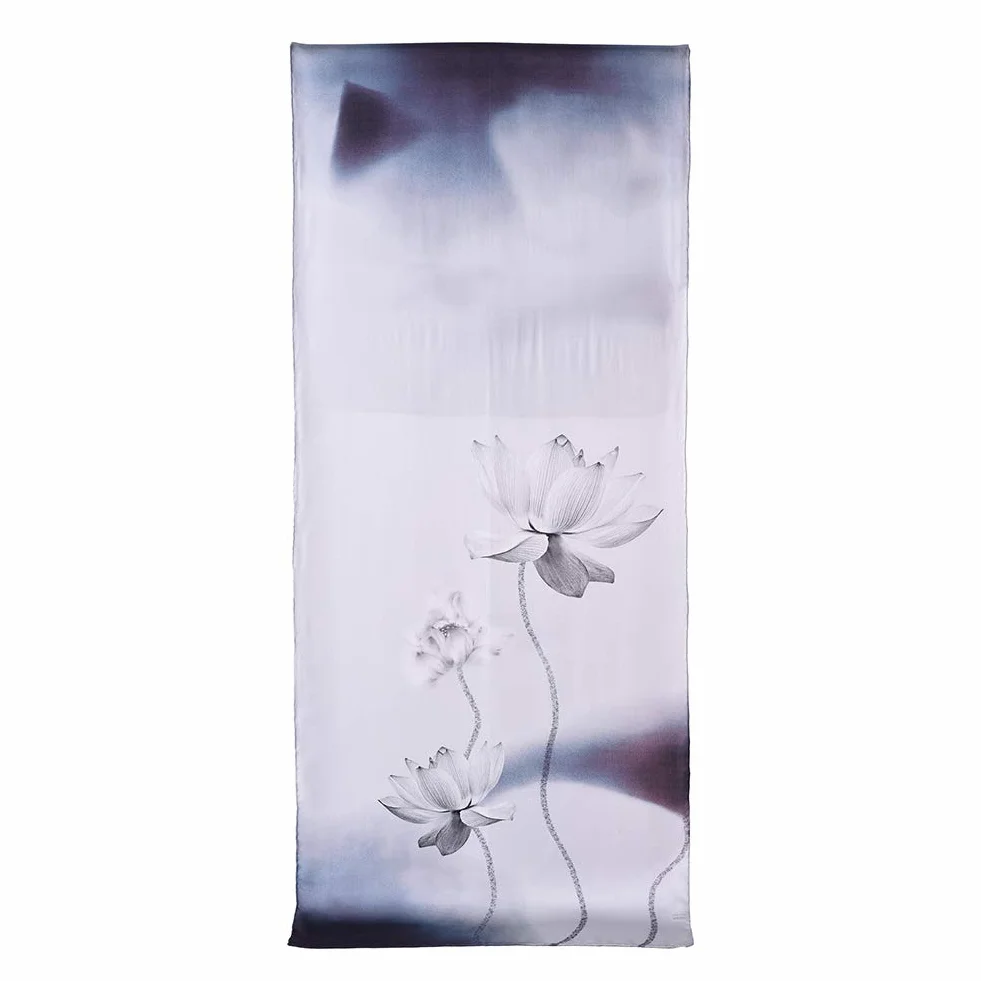 Jedwabny szal damski 100% jedwab, 20+ kolorowy, luksusowy szal, ciepły i miękki, jako chusta jedwabna apaszka Pashmina - 53 * 170 cm, Eleganckie kwiaty 4