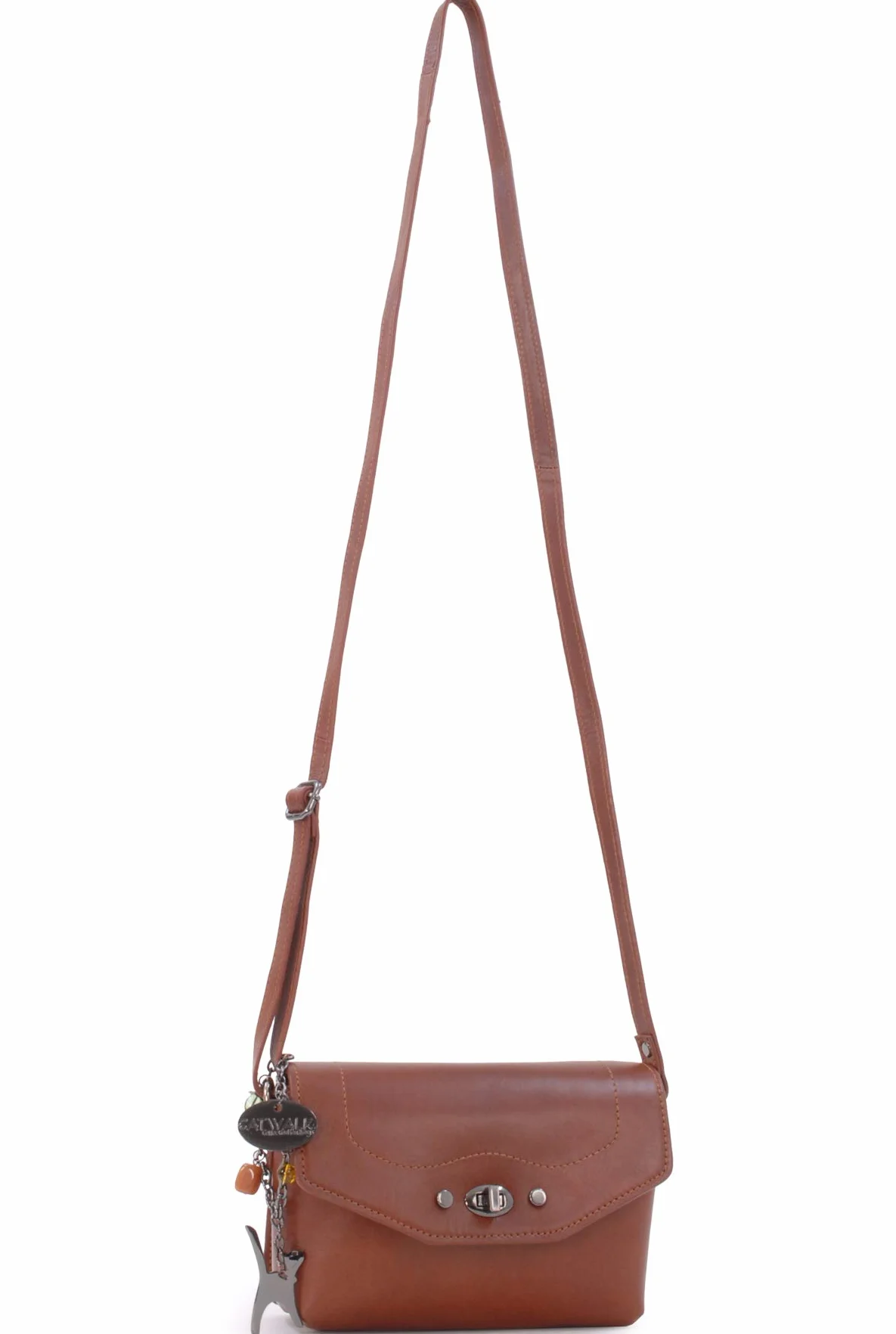 Catwalk Collection Handbags - Mała Damska Skórzana Torebka Crossbody - Torba na Ramię z Klapką - Regulowany Pasek na Ramię - Florence
