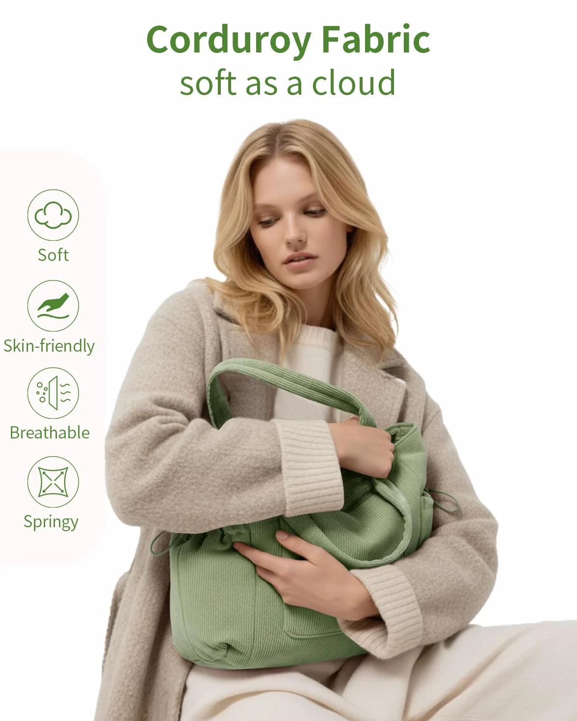 ECOHUB Cord Shopper damska duża torba z zamkiem błyskawicznym, torba robocza z kieszenią na laptopa o przekątnej ekranu 15,6", duża torebka do szkoły, na uczelnię, do biura, na co dzień, w podróż