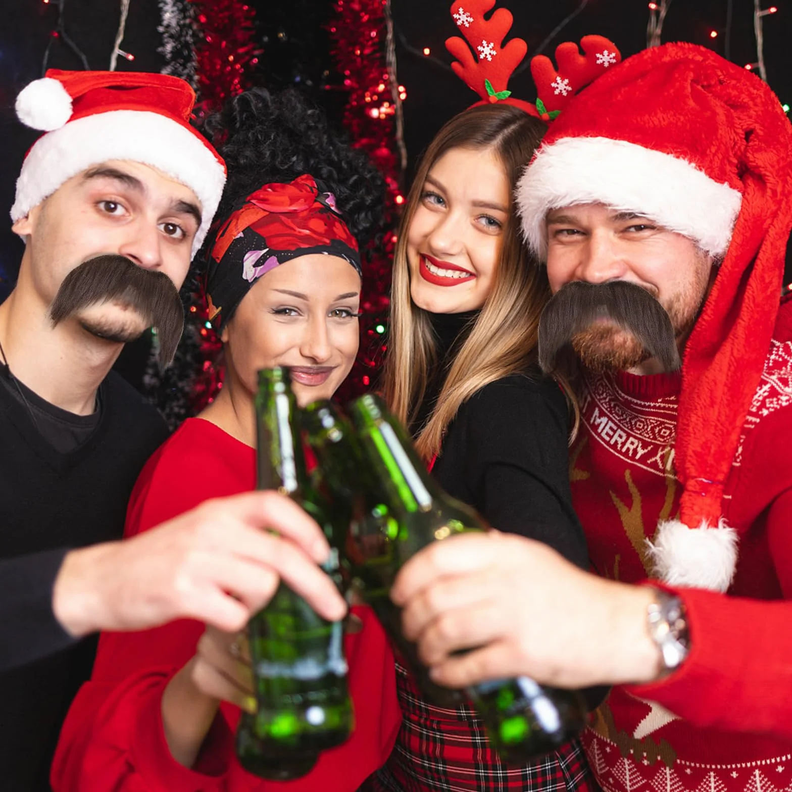 DIVINA VITAE Samoprzylepna brązowa zabawna broda, realistyczna broda do przyklejenia, broda na twarz, dla mężczyzn i kobiet, na Halloween, Boże Narodzenie, imprezę, akcesoria Cosplay