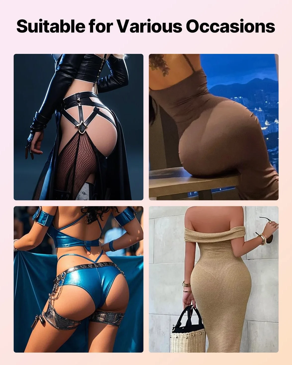 VEVOR Sztuczne silikonowe majtki biodrowe do Cosplay sztuczne pośladki podnoszenie bioder Crossdresser karnawał Cosplay materiał silikonowy, kolor brązowy