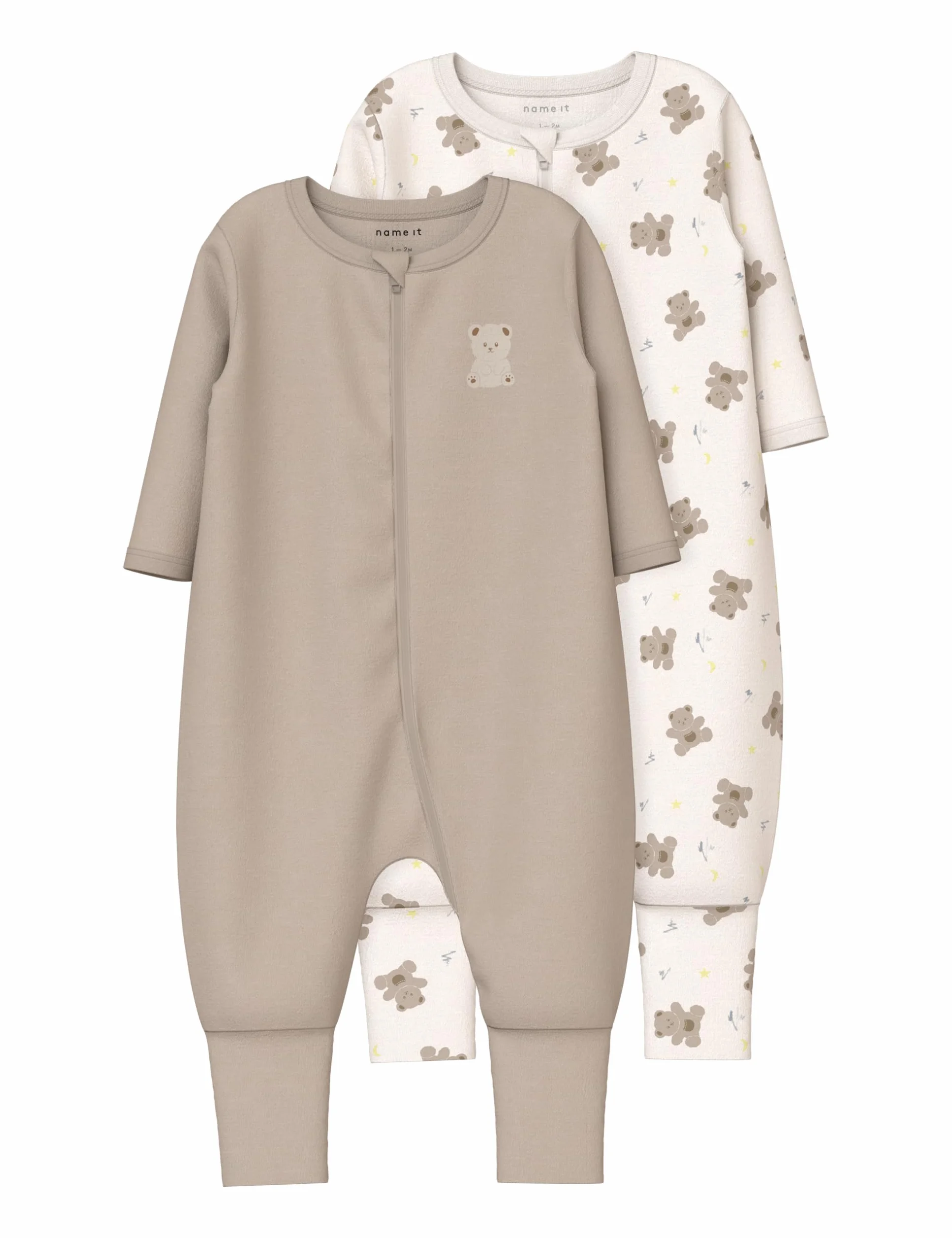 Name it baby Unisex Nbnnightsuit 2P Zip Ff Jet Bear Noos (2 sztuki), Jet Stream, 98
