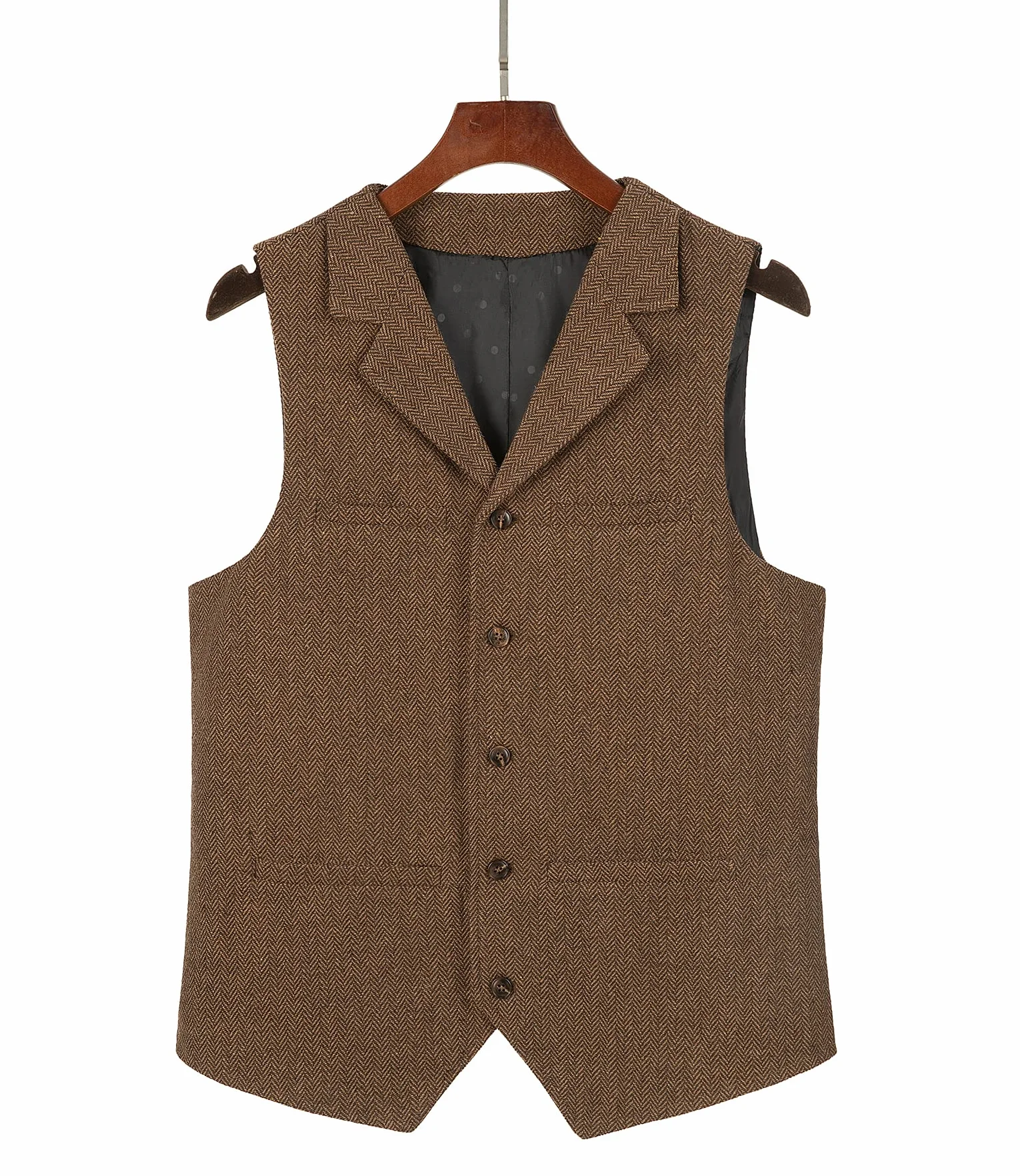 Tuikayoo Garnitur męski, kamizelka, slim fit, sukienka wełniana, kamizelka, tweed Herringbone dla świadków