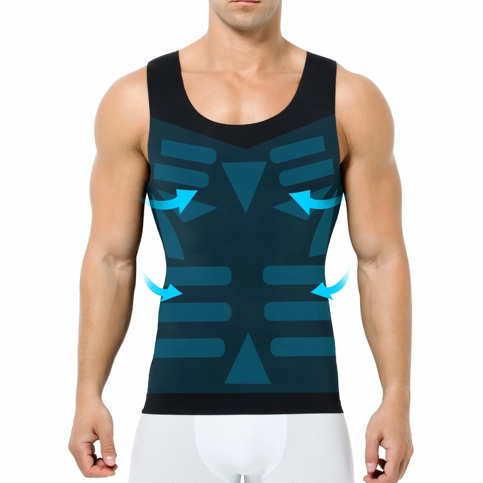 Casey Kevin Shapewear męska koszulka kompresyjna, tank top, wyszczuplający brzuch, bielizna kompresyjna, wyszczuplający brzuch, bez rękawów, koszulka kompresyjna, podkoszulek dla mężczyzn
