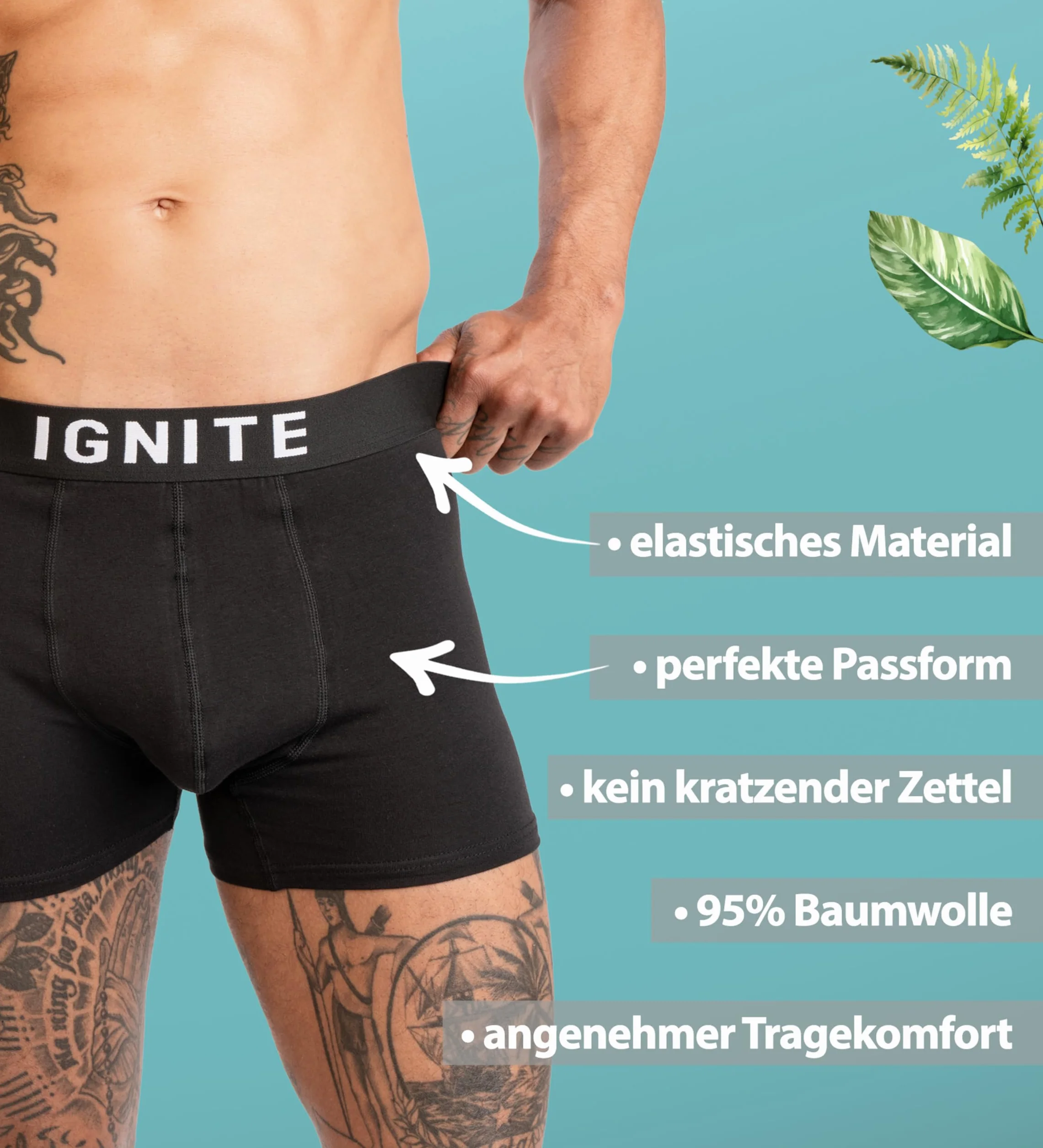 Ignite Bokserki męskie, bawełniane, 6 par, bielizna męska, oddychająca, bez drapiących metek