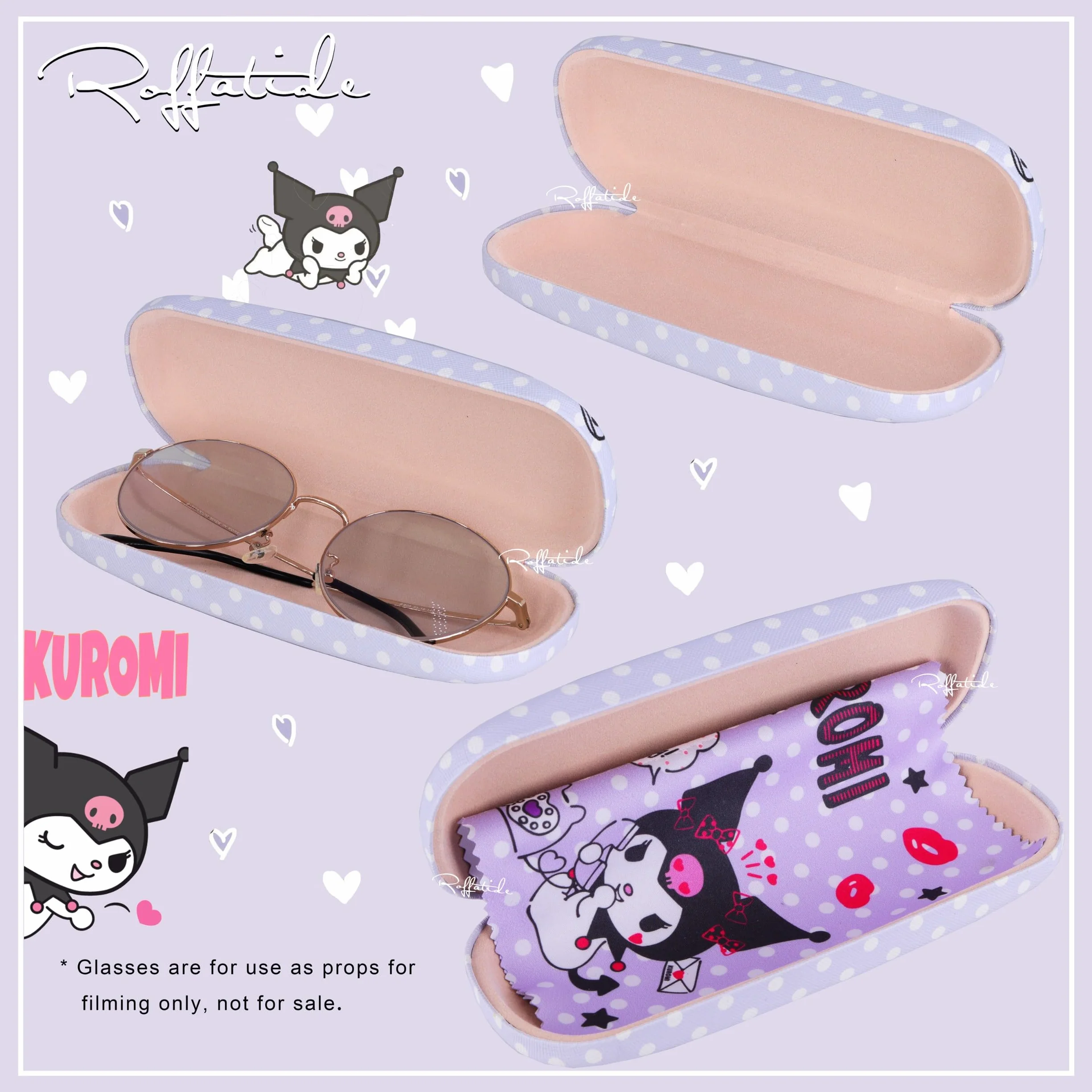 Roffatide Anime różowy kreskówka etui na okulary twarda obudowa na okulary z ściereczką do okularów przenośne ochronne pokrowiec na okulary dla chłopców dziewcząt