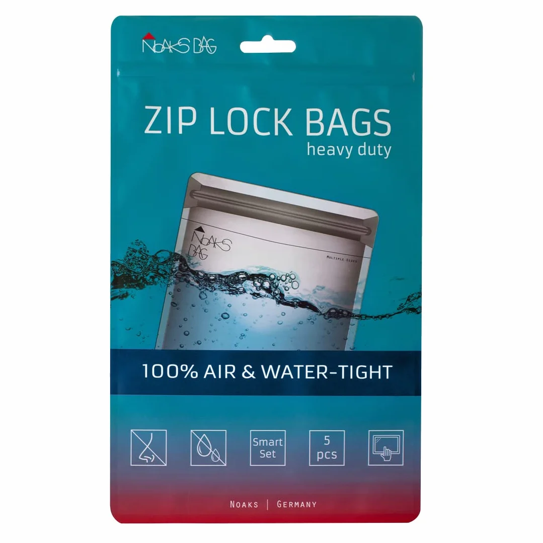 Noaks Torby, 5 sztuk, wodoszczelne worki, IPX8, szczelne i bezzapachowe, organizer podróżny, worek do pakowania, przezroczysty, Smart Set | 1*XS, 2*S, 2*M, worek do pakowania