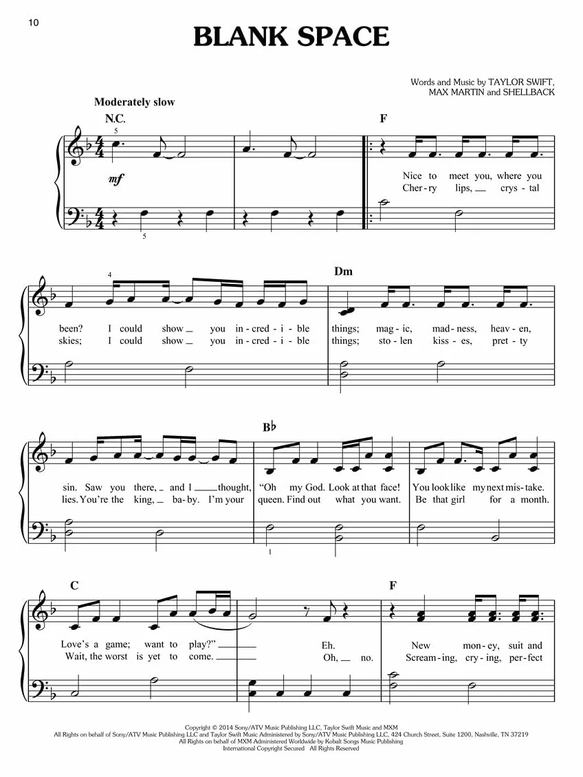 Taylor swift easy piano play-along - recueil + enregistrements en ligne: Easy Piano Play-Along Volume 19