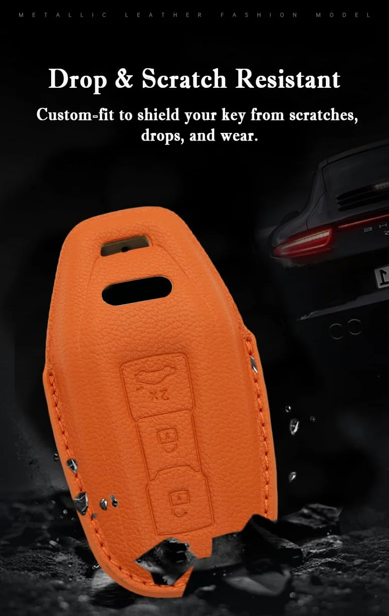 ontto Etui na kluczyki samochodowe pasuje do Audi A5, B10, A5L, S5, S6, Q6, A6, C9, Q5, Q6L, SQ5, Avant Sportback Etron E-Hybrid 2025, 2026, skórzane etui ochronne, brelok do kluczy, czarny, 3 Tasten