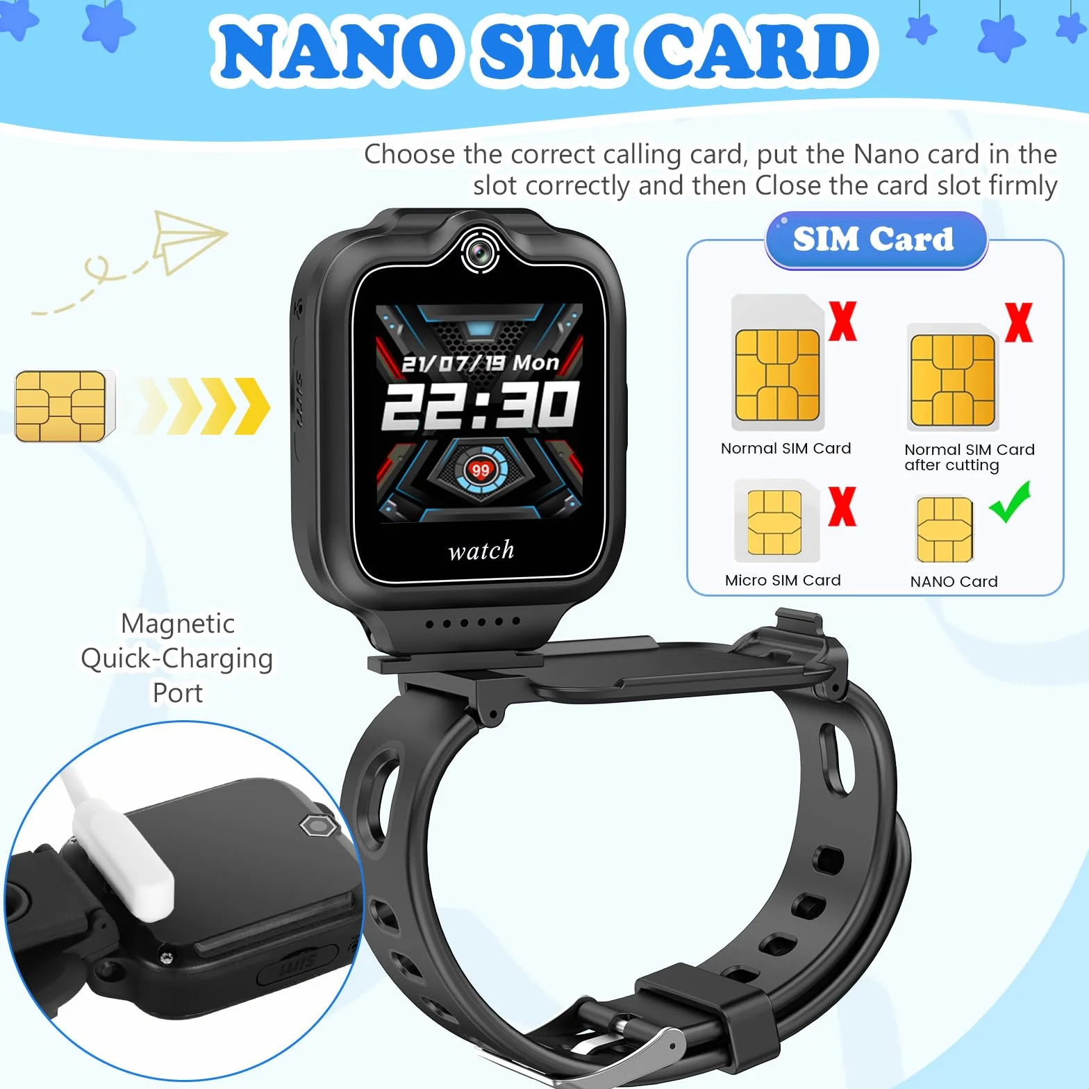 ele ELEOPTION 4G GPS dziecięcy smartwatch z telefonem, wodoszczelny, Smart Watch dla chłopców i dziewczynek, 2-drożne połączenia, rozmowy głosowe i wideo, aparat, SOS, odtwarzacz muzyczny i wideo,