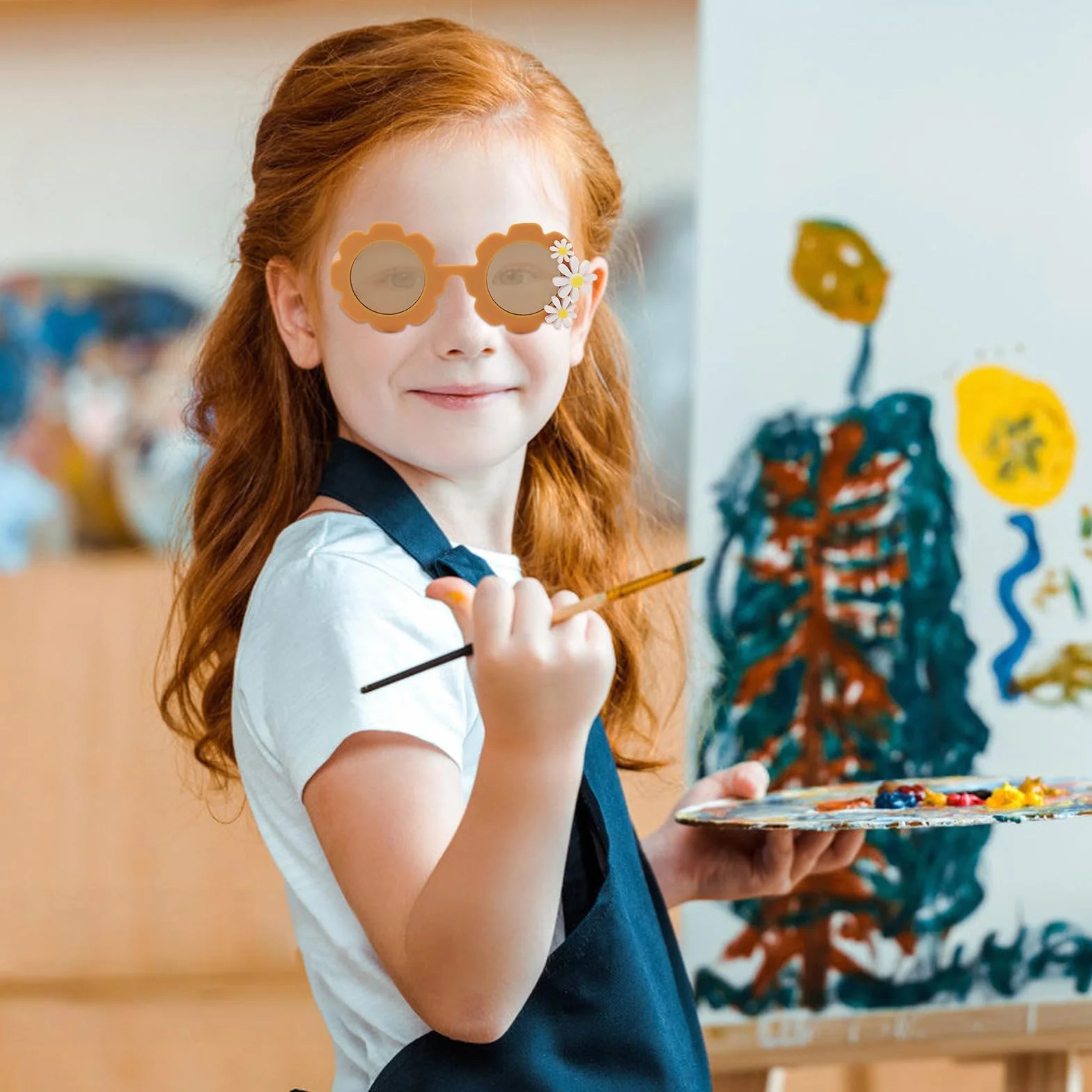 7 szt. dziecięce okulary słonecznikowe, modne okulary przeciwsłoneczne dla dzieci, okrągłe okulary przeciwsłoneczne dla chłopców i dziewcząt, okulary przeciwsłoneczne dla dzieci na zewnątrz,
