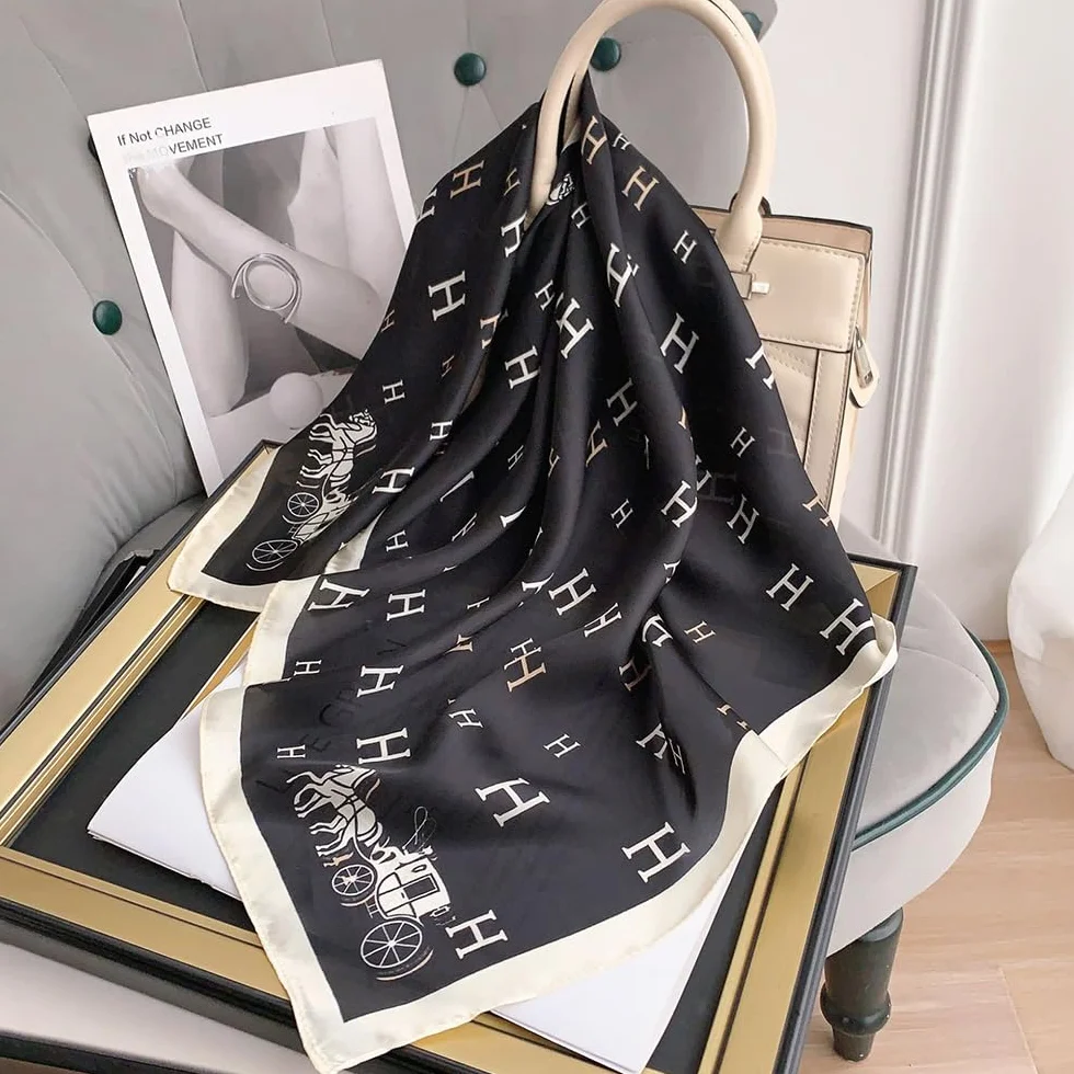 Reprodukcja jedwabnego szalika z monogramem, opaska na czoło, koński ogon, jedwabny szal, pasek do owijania łuku (SJ-changtiao-89, 150 cm x 15 cm), Sj-changtiao-89, 150cm*15cm