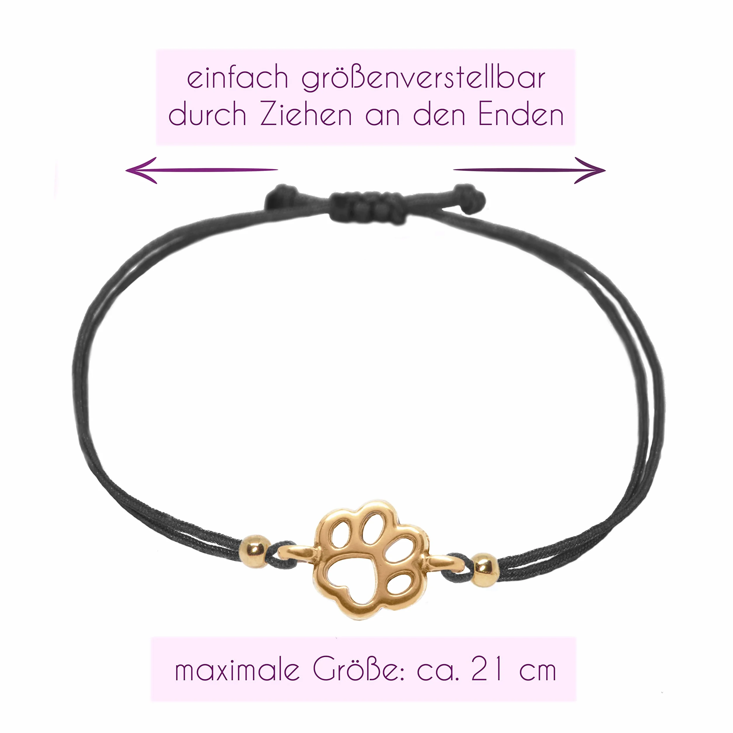 Selfmade Jewelry Bransoletka damska, różowe złoto, łapa, regulowany rozmiar, makrama, z łapą, w zestawie opakowanie prezentowe