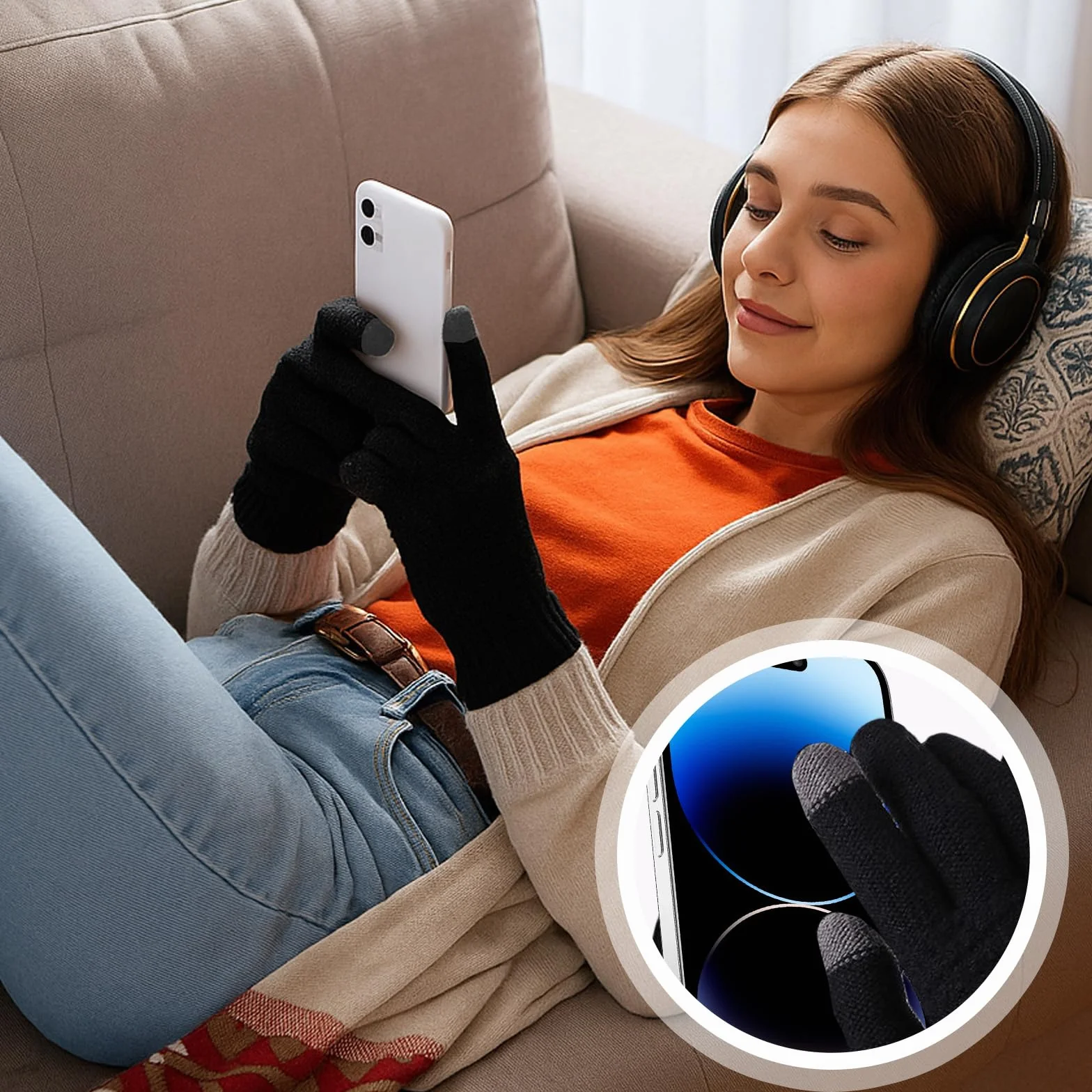 GWAWG 2 szt. damskie rękawiczki termiczne do ekranów dotykowych – damskie ciepłe rękawiczki zimowe dla kobiet, polar lined outdoor running cycling cold weather accessories