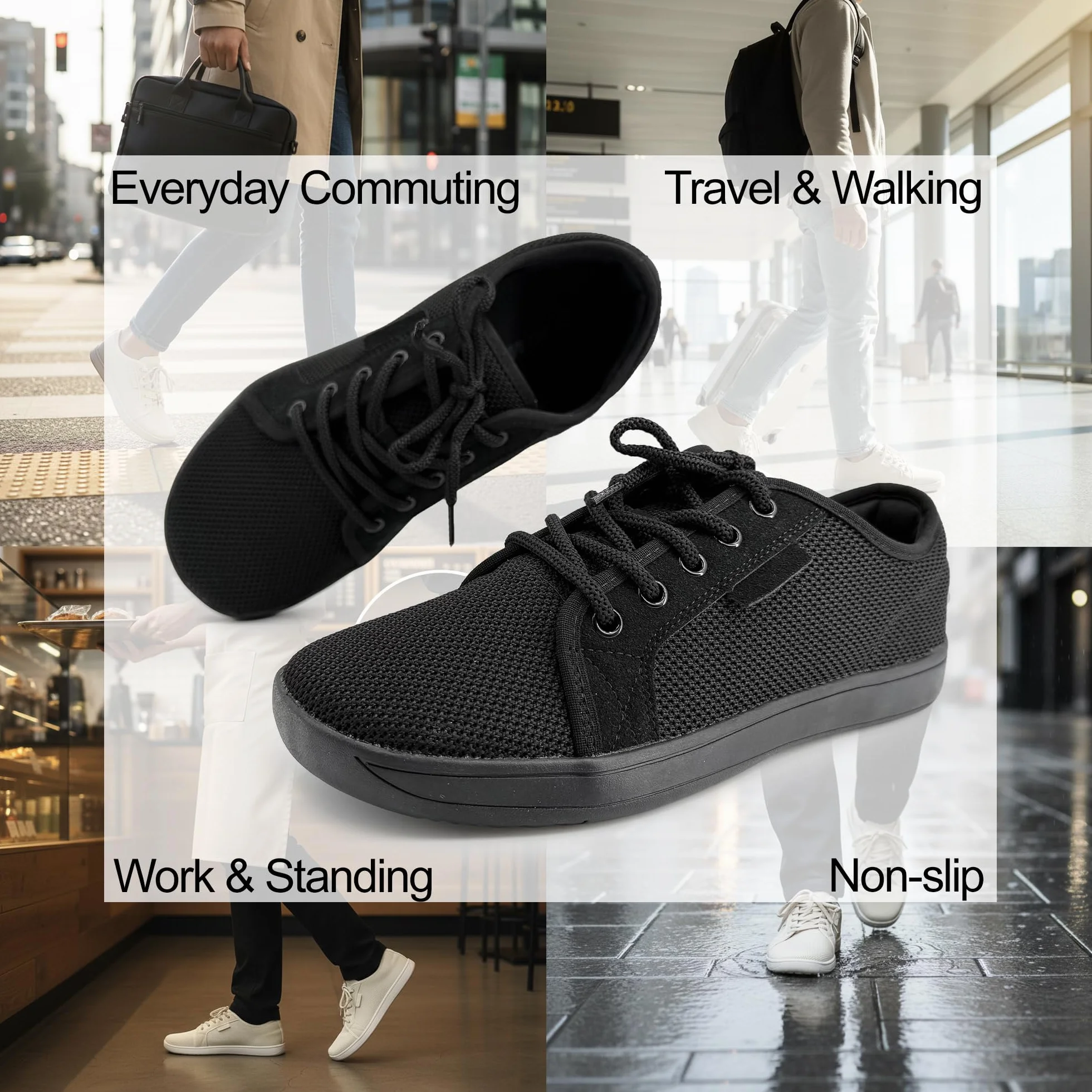 JOMIX Barefoot Buty do chodzenia Męskie szerokie rośliny Wygodne trampki Lekkie i elastyczne oddychające cholewka z siatki antypoślizgowe stabilne podparcie do codziennego użytku