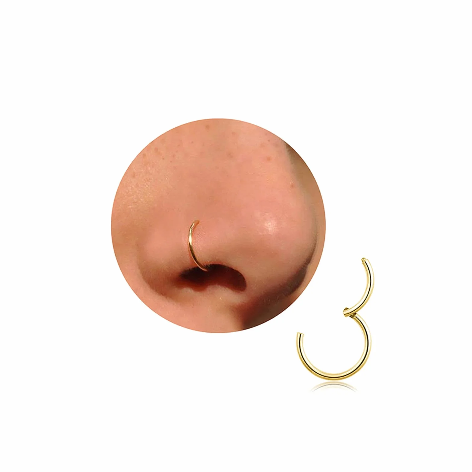 Kolczyk do nosa, złoty, srebrny, cienki kolczyk do nosa, tytanowy, dla kobiet i mężczyzn, 20 g, 18 g, 16 g, tragus, piercing do nosa, 6 mm/7 mm/8 mm/9 mm/10 mm