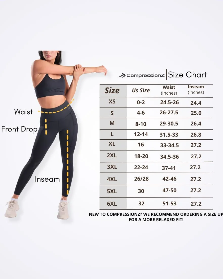 CompressionZ Legginsy kompresyjne dla kobiet, wysoki stan, kontrola brzucha – idealne do ćwiczeń, pilatesu, podróży, jogi i treningów