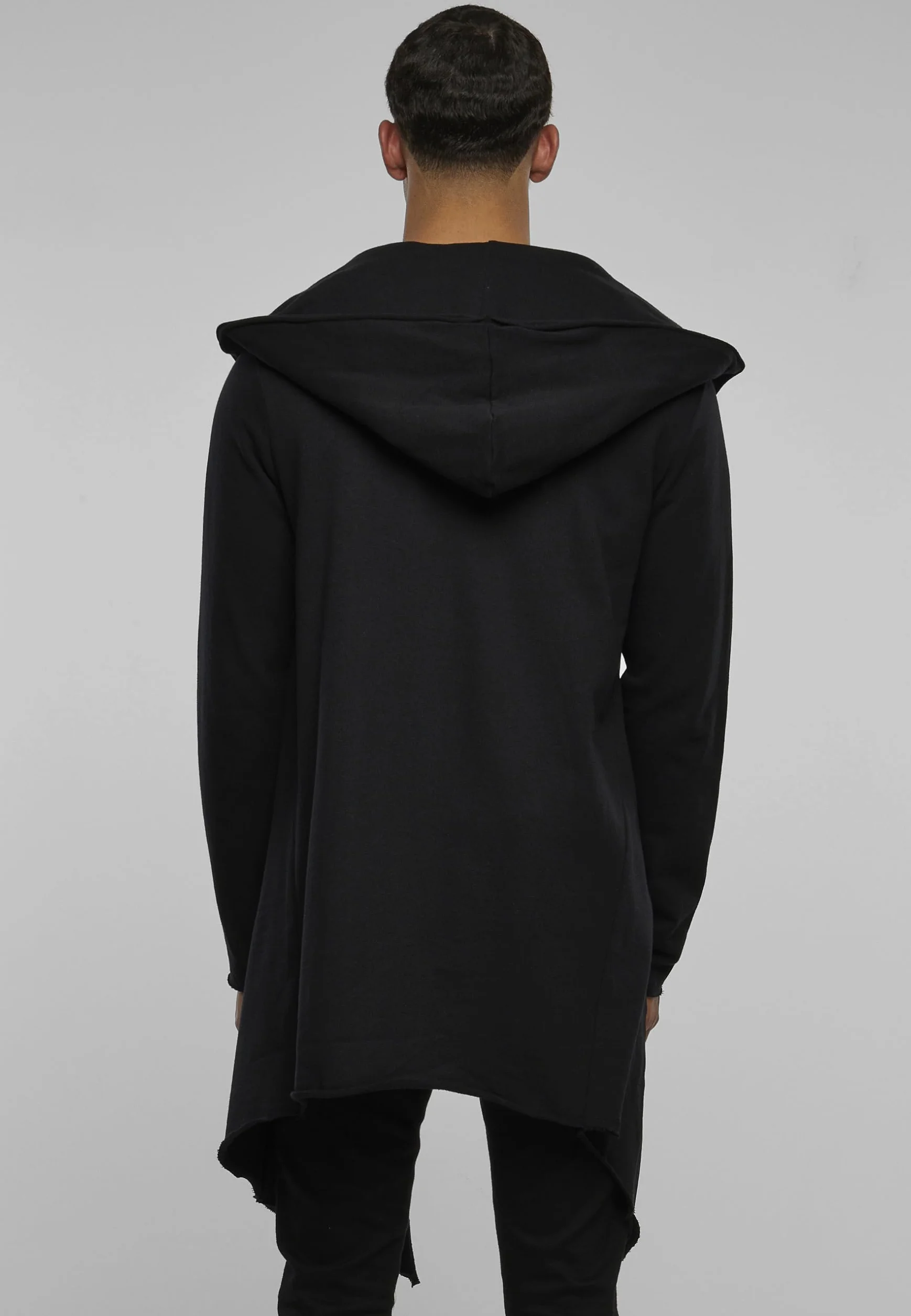 Urban Classics Męska kurtka Long Hooded Open Edge Cardigan, długa bluza z kapturem w wielu kolorach, rozmiary XS - 5XL, czarny, S
