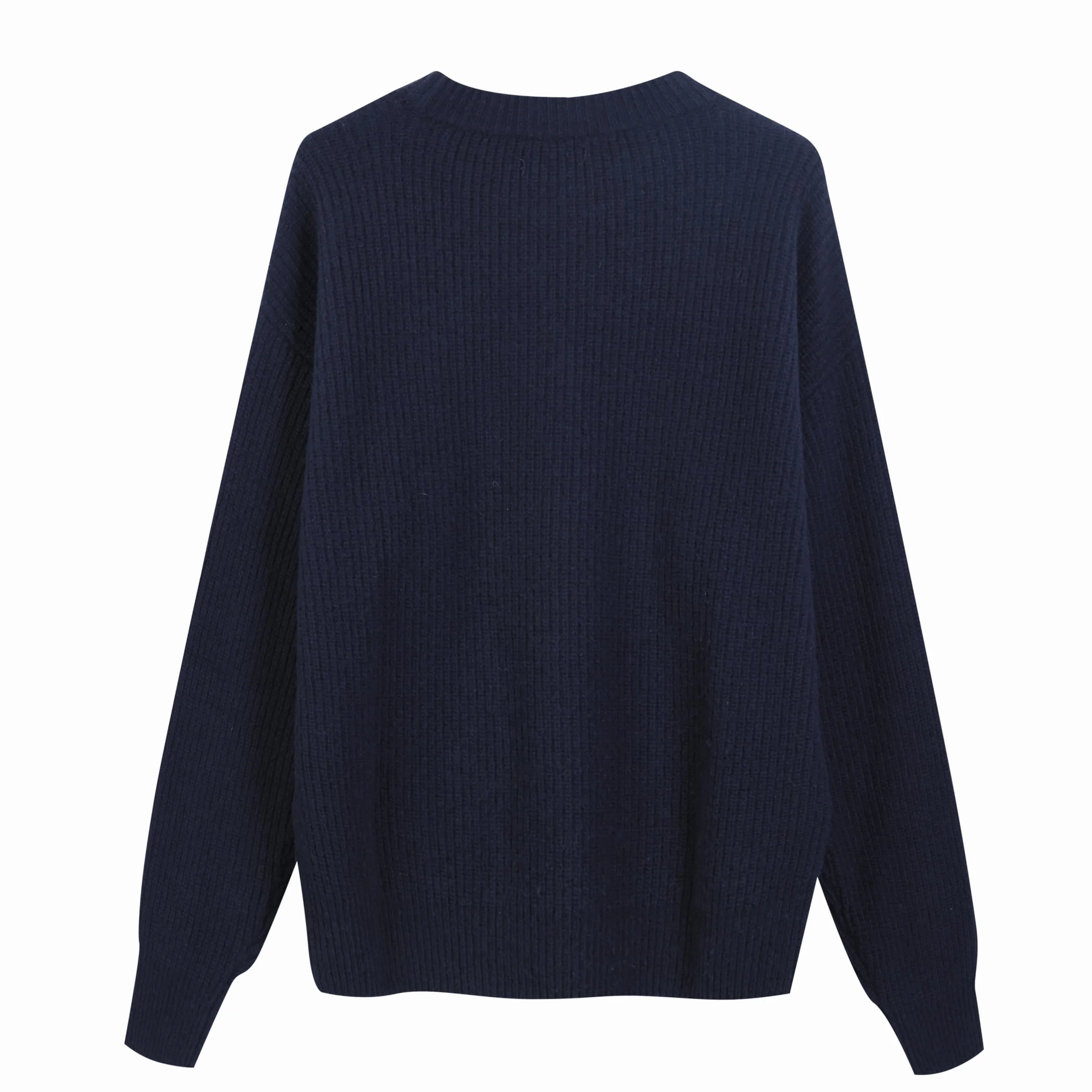 Diana Studio Okrągły dekolt z dzianiny, granatowy, męski, wełna, długie rękawy, rozmiar L, regularny krój, Niebieska, L-XXL