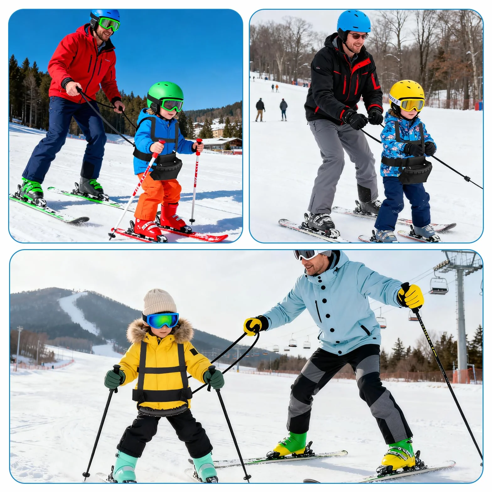 Pasek narciarski i snowboardowy dla dzieci, pasek narciarski ze zdejmowanym paskiem i torbą, dziecięcy pasek na ramię do jazdy na nartach, pas treningowy do jazdy na łyżwach, kontrola