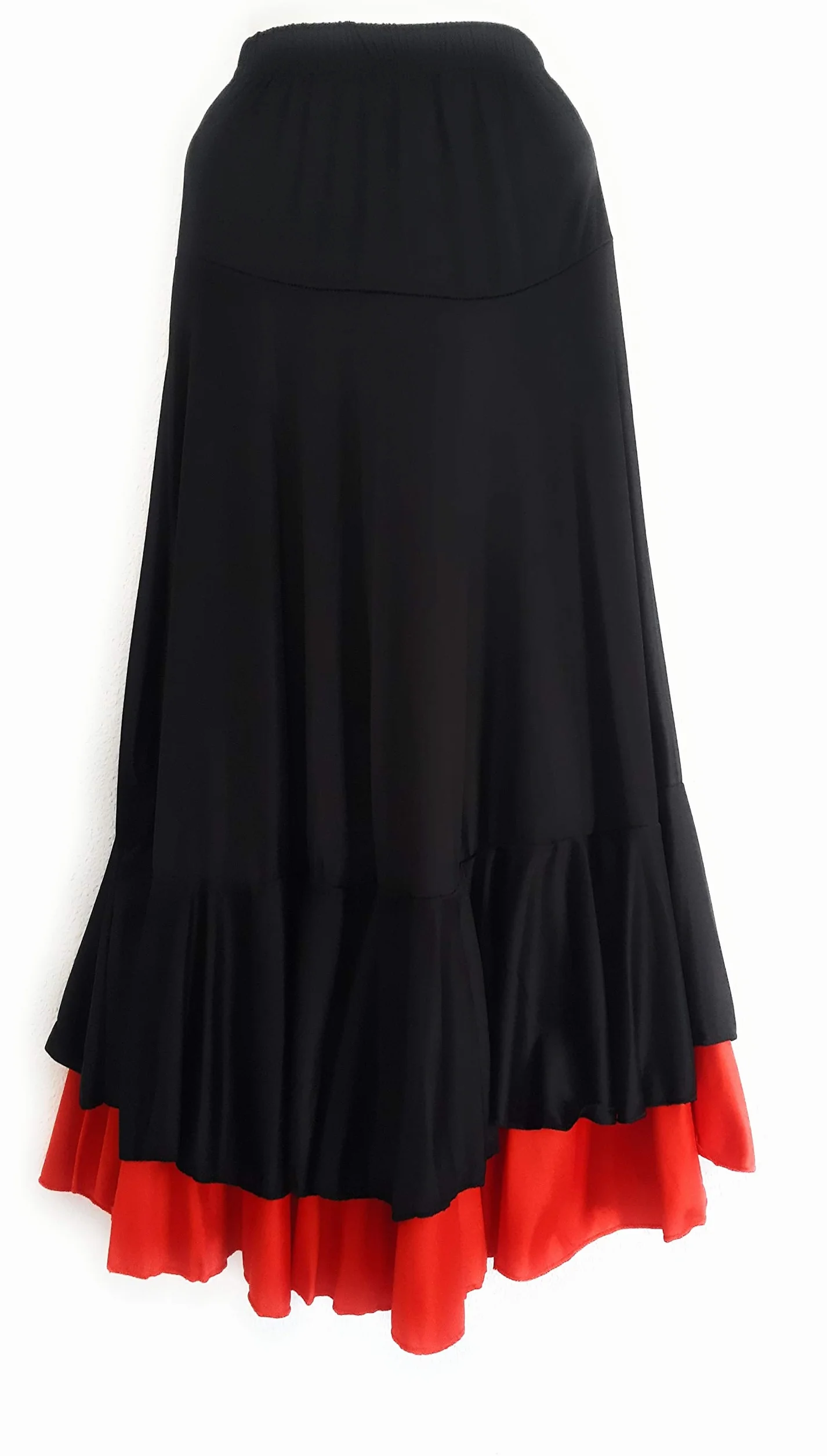 Falda Flamenca de Danza Flamenca Gitana Andaluza Negro/Rojo Adulto