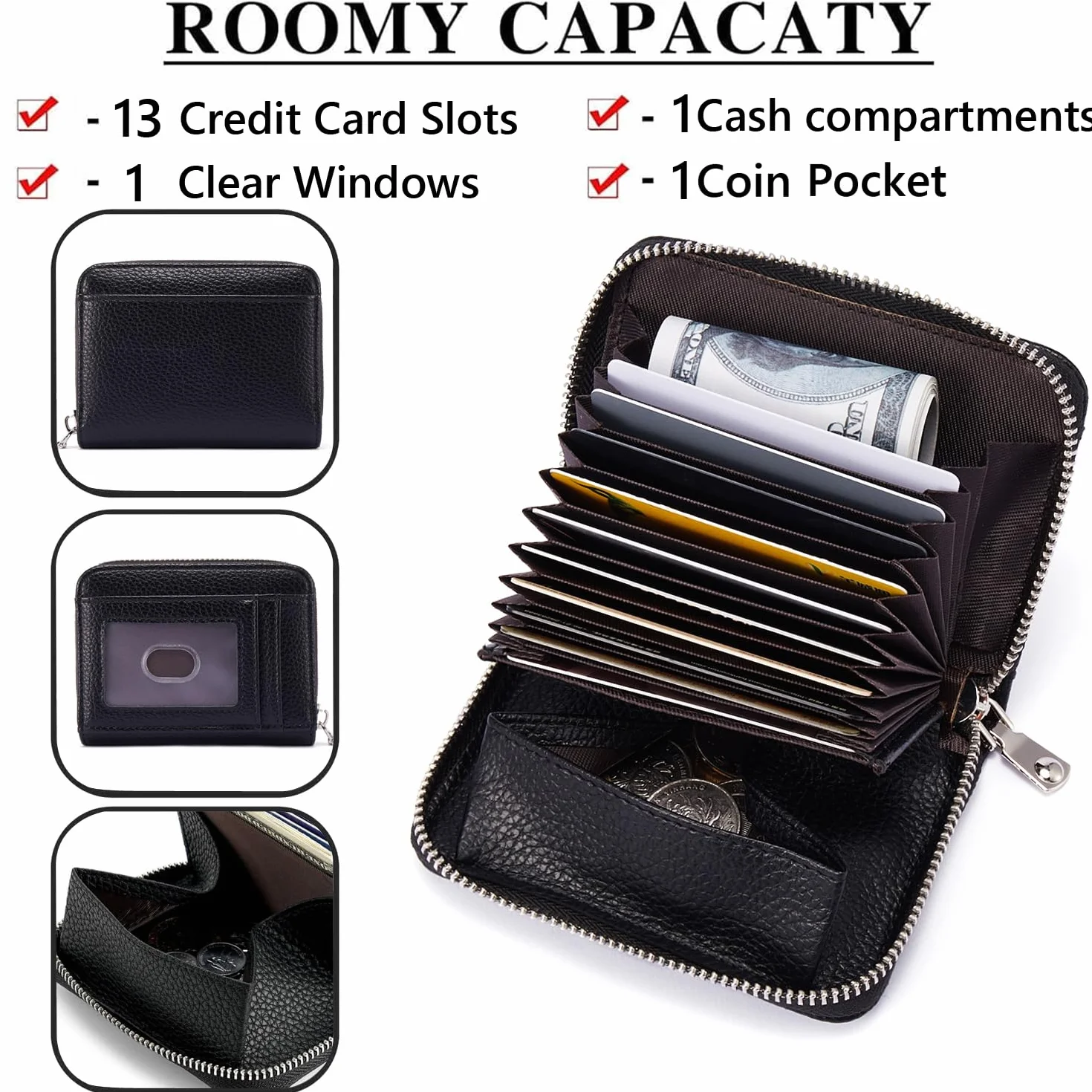 ANYWN Damski portfel mały, mały portfel damski, mini portmonetka z ochroną RFID, etui na karty kredytowe z kieszonką na monety, Beżowy, Rosa