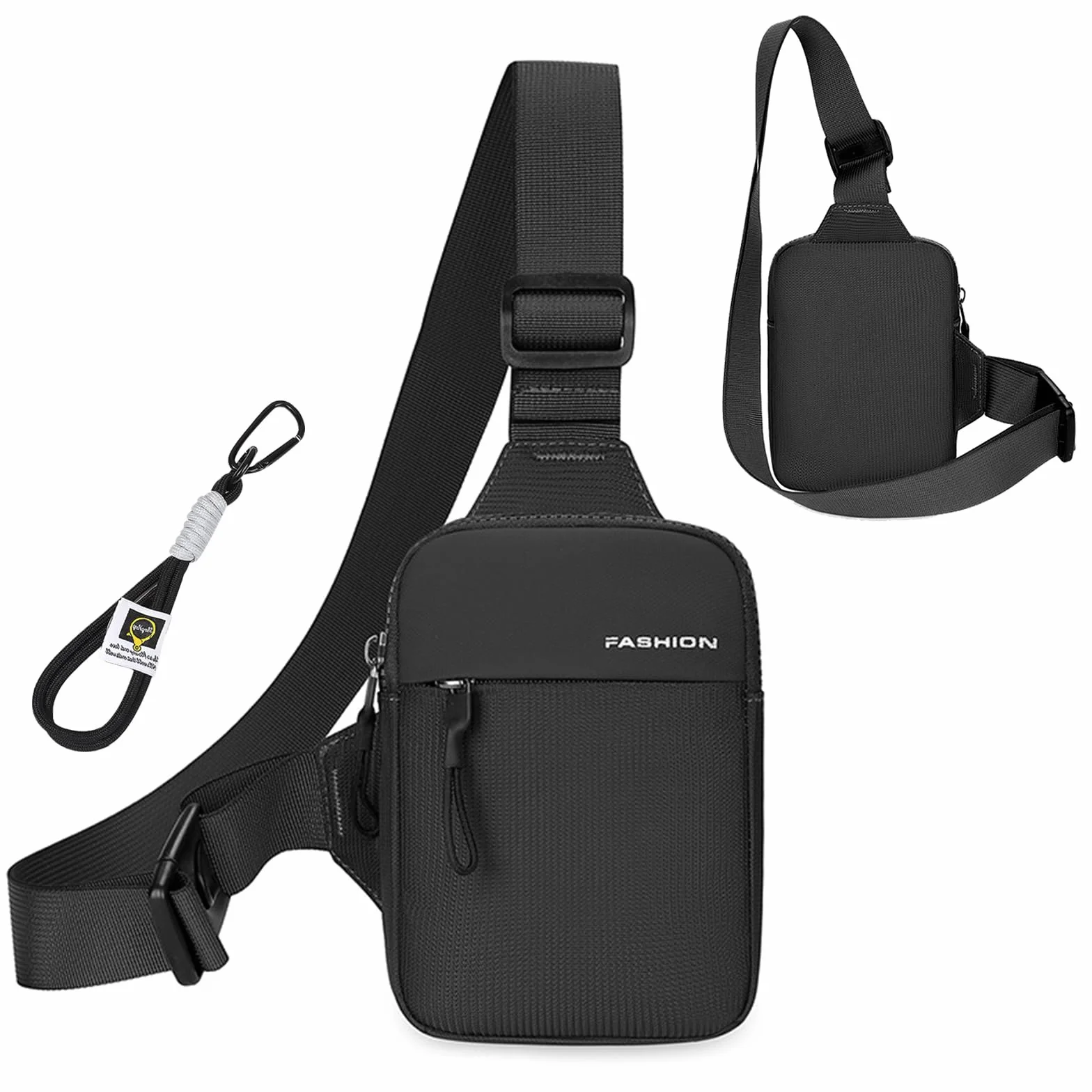 Sling Crossbody Bag, męska torba na ramię, wodoszczelna torba na klatkę piersiową, torba na ramię dla mężczyzn, chłopców i kobiet, czarny