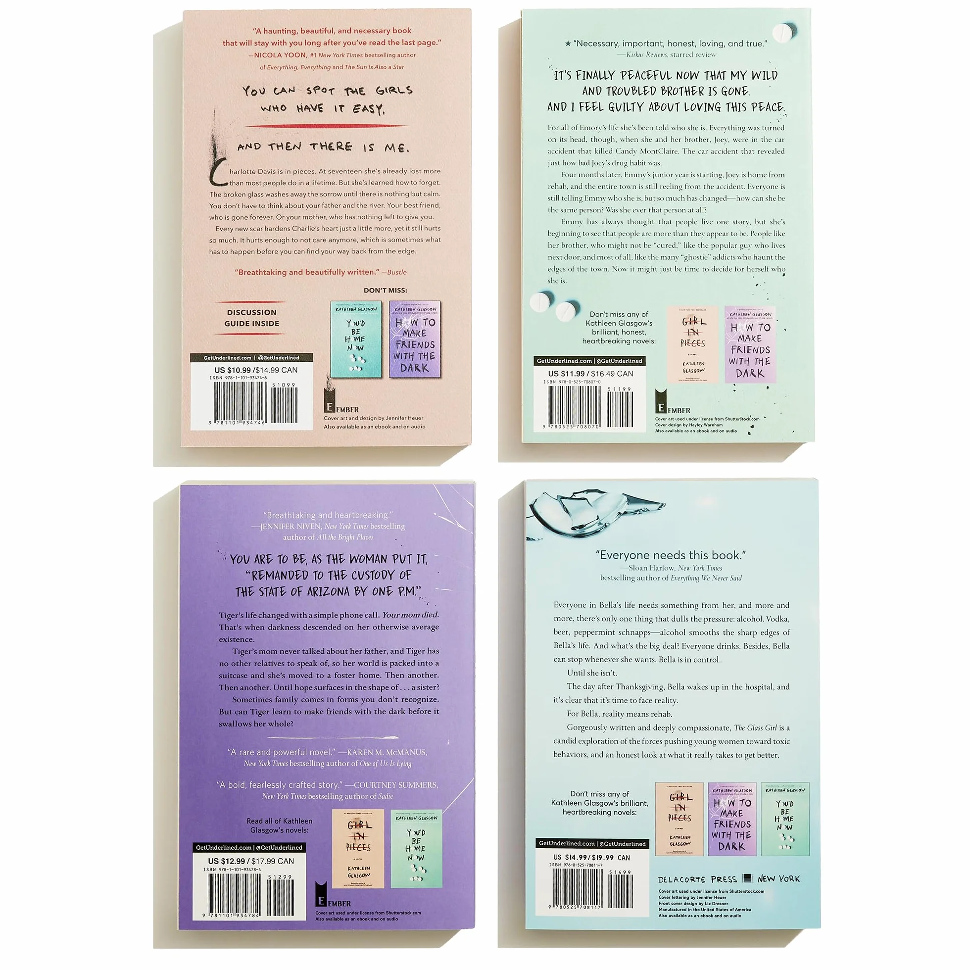 Kathleen Glasgow 4-Book Boxed Set: Girl in Pieces; How to Make Friends with the Dark; You'd Be Home Now; The Glass Girl