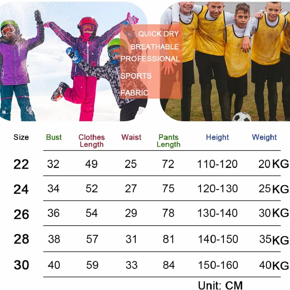 Bielizna termiczna dla dzieci, polarowa, sportowa, oddychająca, na zimę, długa, dla chłopców, do piłki nożnej, szybkoschnąca, zestaw