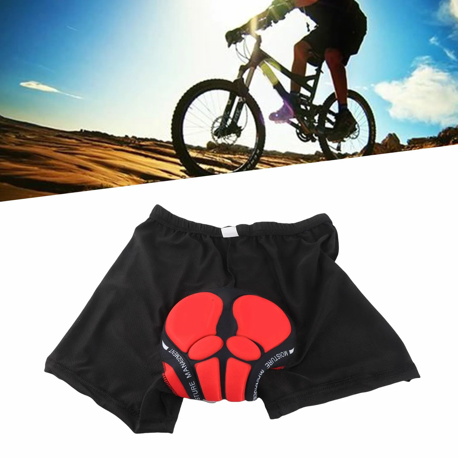 Tbest Spodenki rowerowe, bielizna rowerowa, bielizna rowerowa 3D, wyściełana, silikonowa, oddychające, szybkoschnące, do roweru górskiego, dla mężczyzn i kobiet, czarne