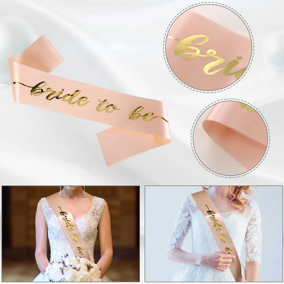 Aomig Bride to Be JGA dekoracyjna szarfa zestaw 4 szt. Team Bride szarfa na wieczór panieński, fotografia ślubna, korona urodzinowa, dla dziewcząt, welon, tiara, wieczór panieński, opaska na czoło w