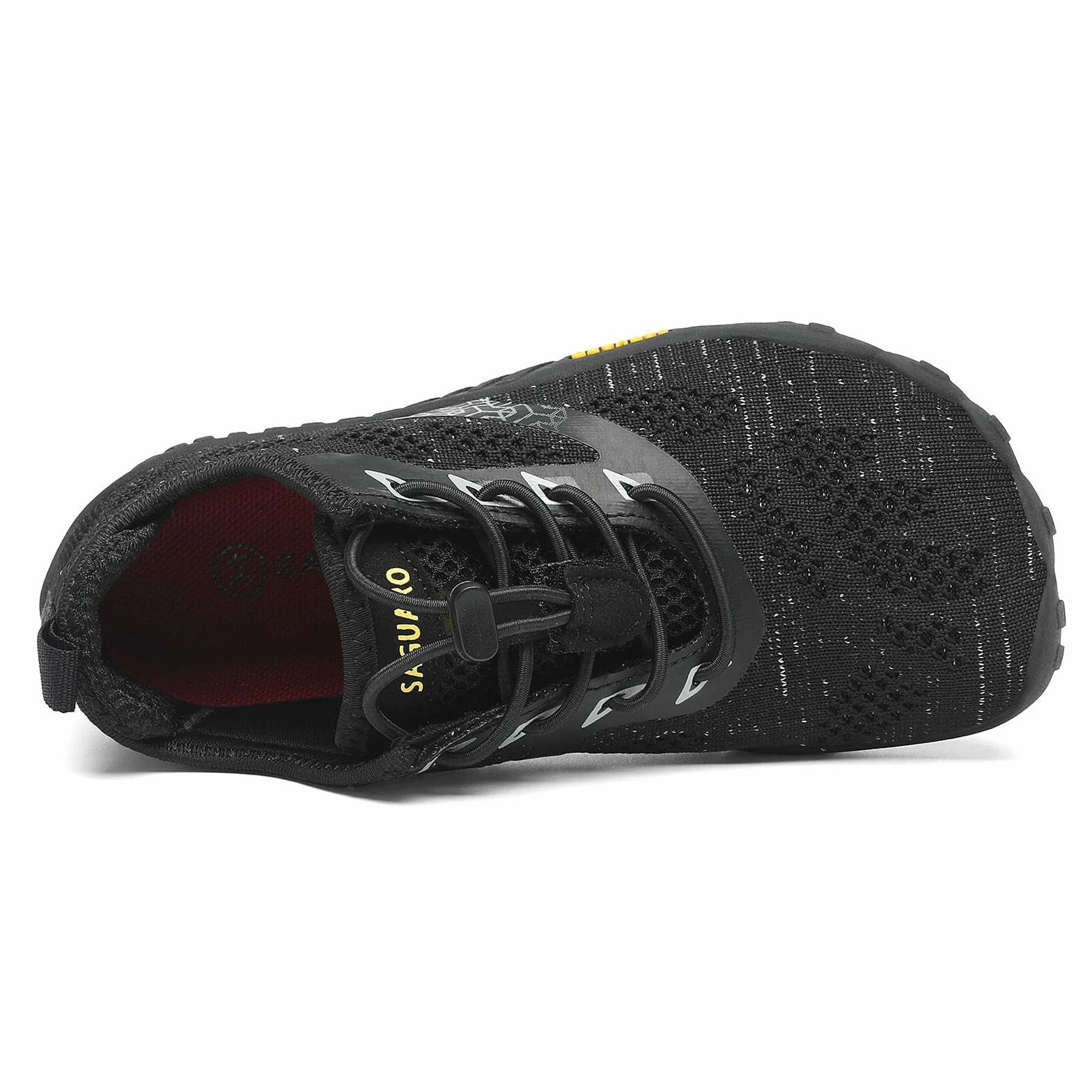 SAGUARO Dziecięce buty do noszenia bez skarpet, oddychające, antypoślizgowe, lekkie, miękkie buty sportowe, buty do biegania, rozmiary 24-36, czarny, 25 EU