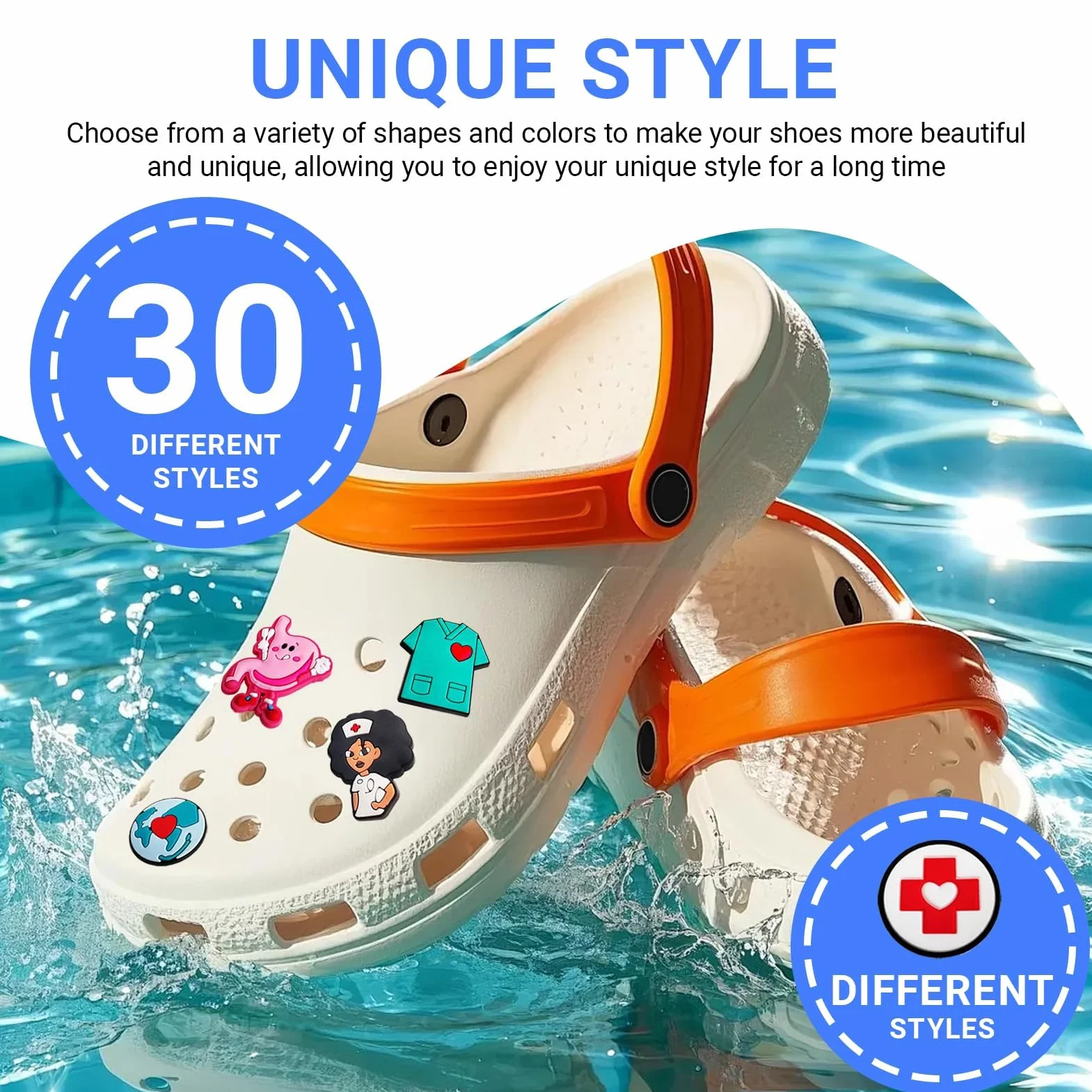 Crocs zestaw przypinek, 30 sztuk, dekoracja butów, zabawne zawieszki z kreskówki dla dzieci i dorosłych