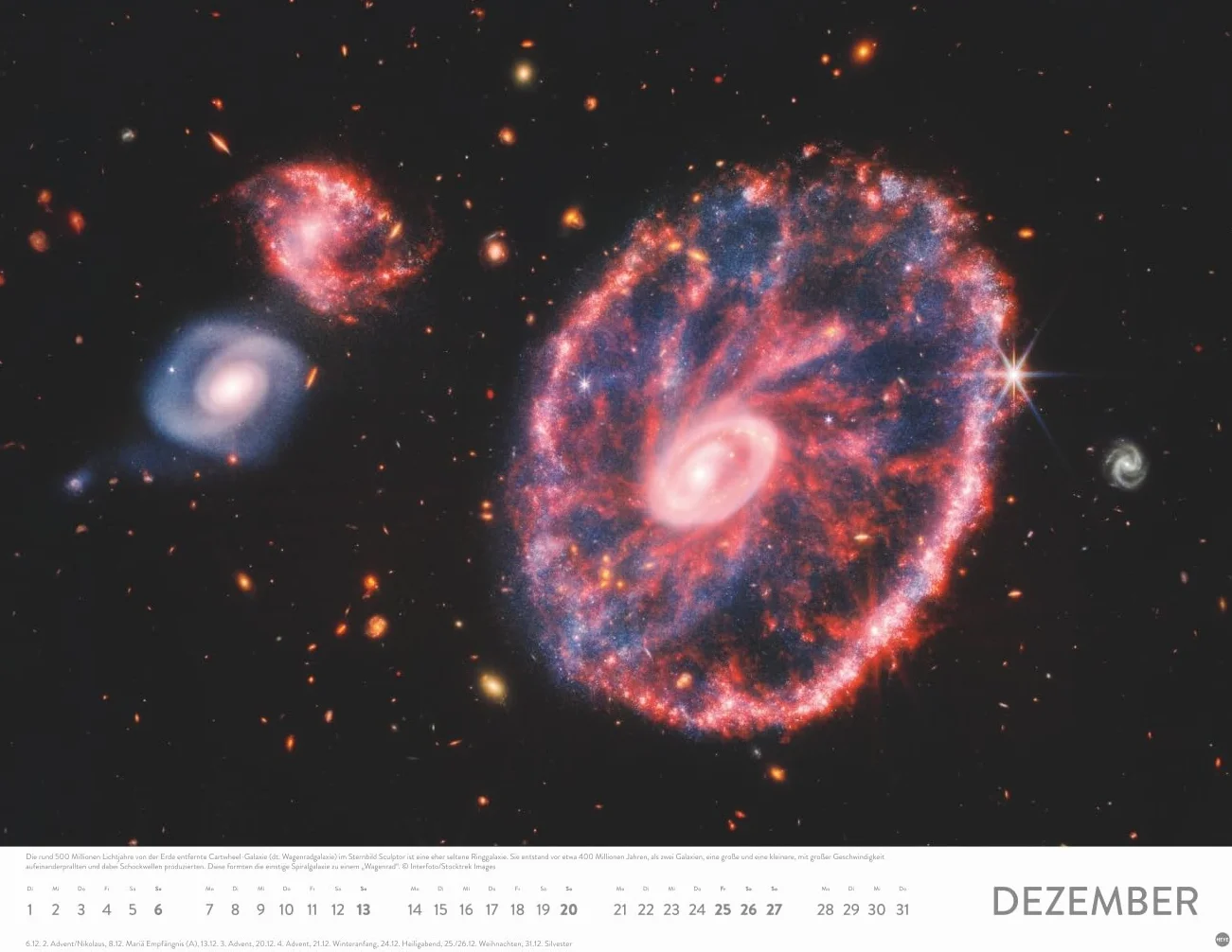 Das Universum Posterkalender 2026: Fotokalender mit Spiralgalaxien und Nachbarplaneten. Wand-Kalender 2026 Posterformat mit Fotos unter anderem vom Hubble-Weltraumteleskop.
