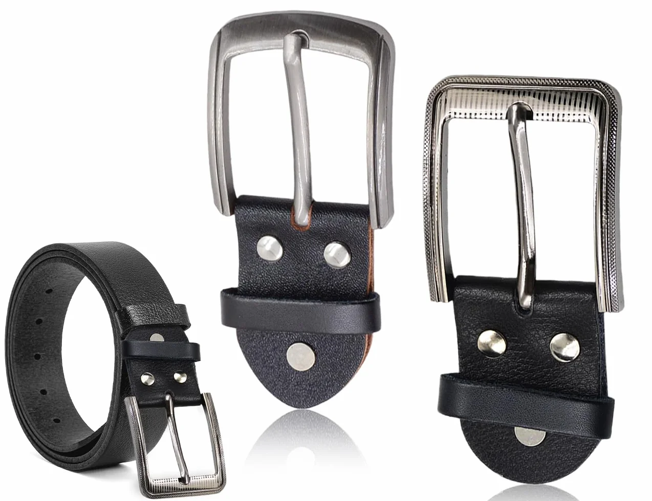 2 szt. Klamra do paska, solidna i trwała metalowa klamra bolca, klasyczna klamra do paska męskiego, do sznurowania pasków, spodni roboczych, pasków skórzanych (40 mm, czarny), srebrny, Taglia