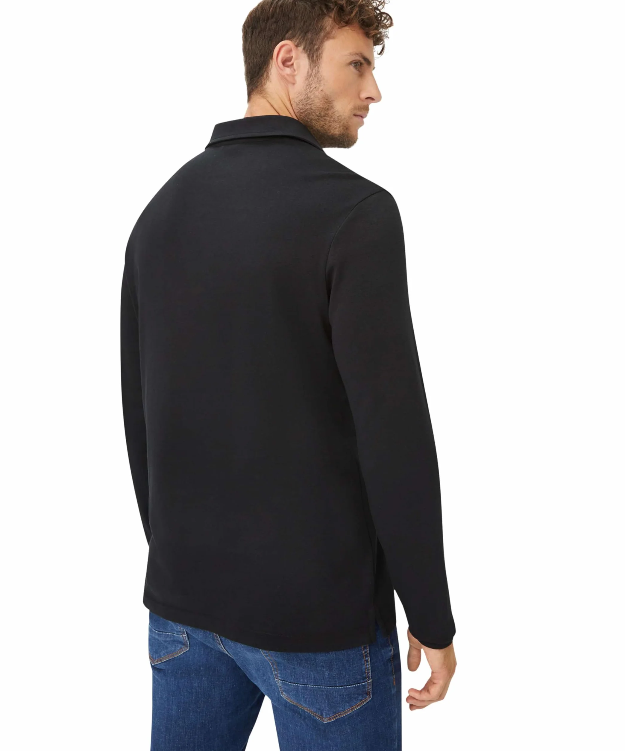 Brax Męski styl Pirlo długi rękaw Polo Cotton Mix sweter, czarny, 3XL