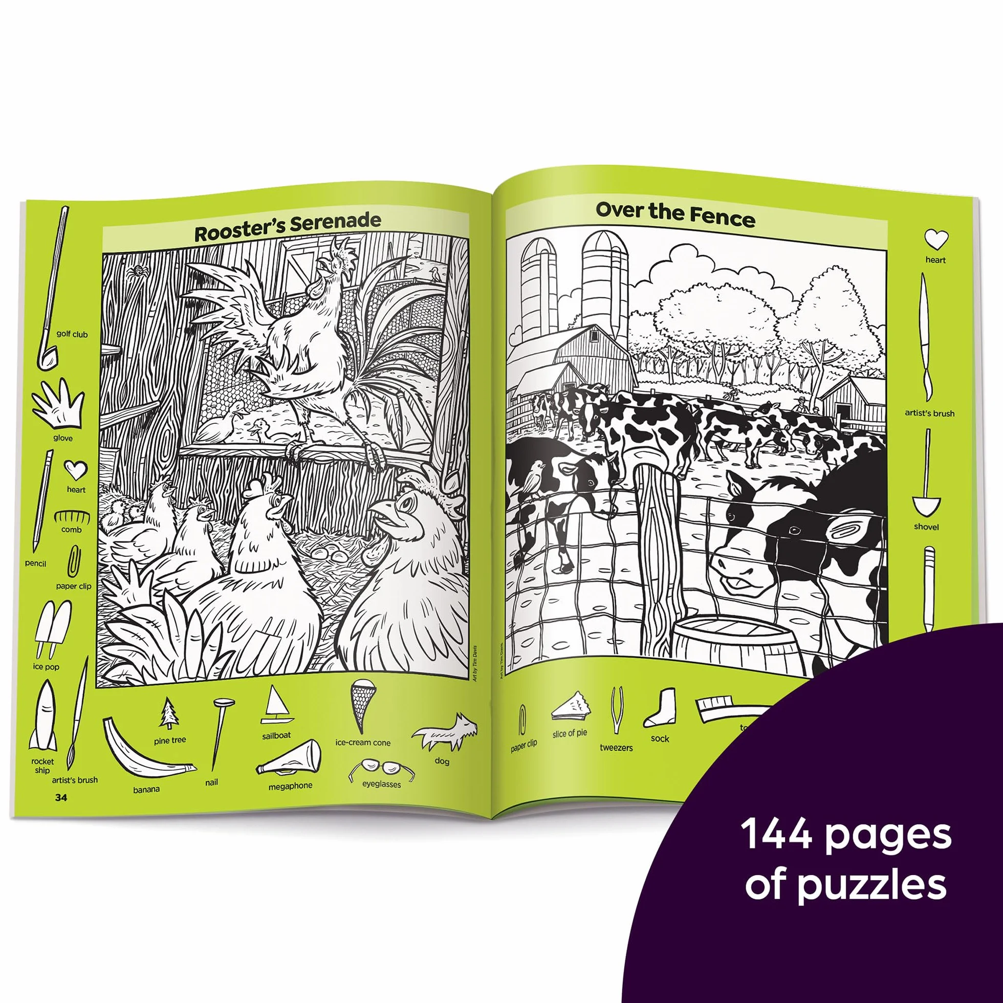 Farm Puzzles: Ultimate Farm Picture Puzzle Book with Over 1,200 Objects to Seek and Find, Farm-Themed Activity Book for Kids 6 and Older