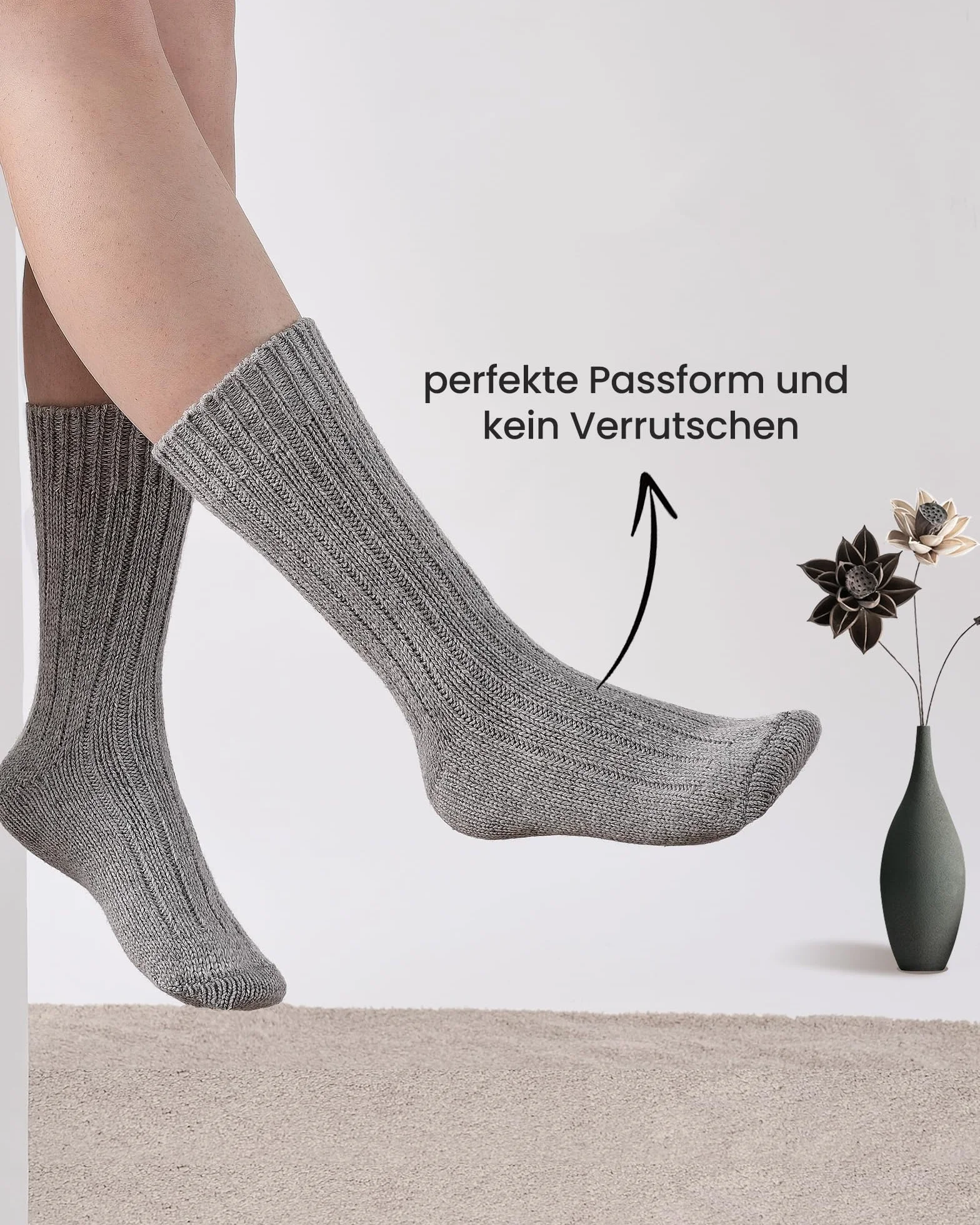 SockWaddles–4 Pary Skarpetek z Alpaki, Uniwersalne, Przepuszczalne, Ciepłe i Grube, Ekstremalnie Ciepłe Skarpetki Zimowe, z Alpaką Wełną,Rozmiar 39-42 43-46
