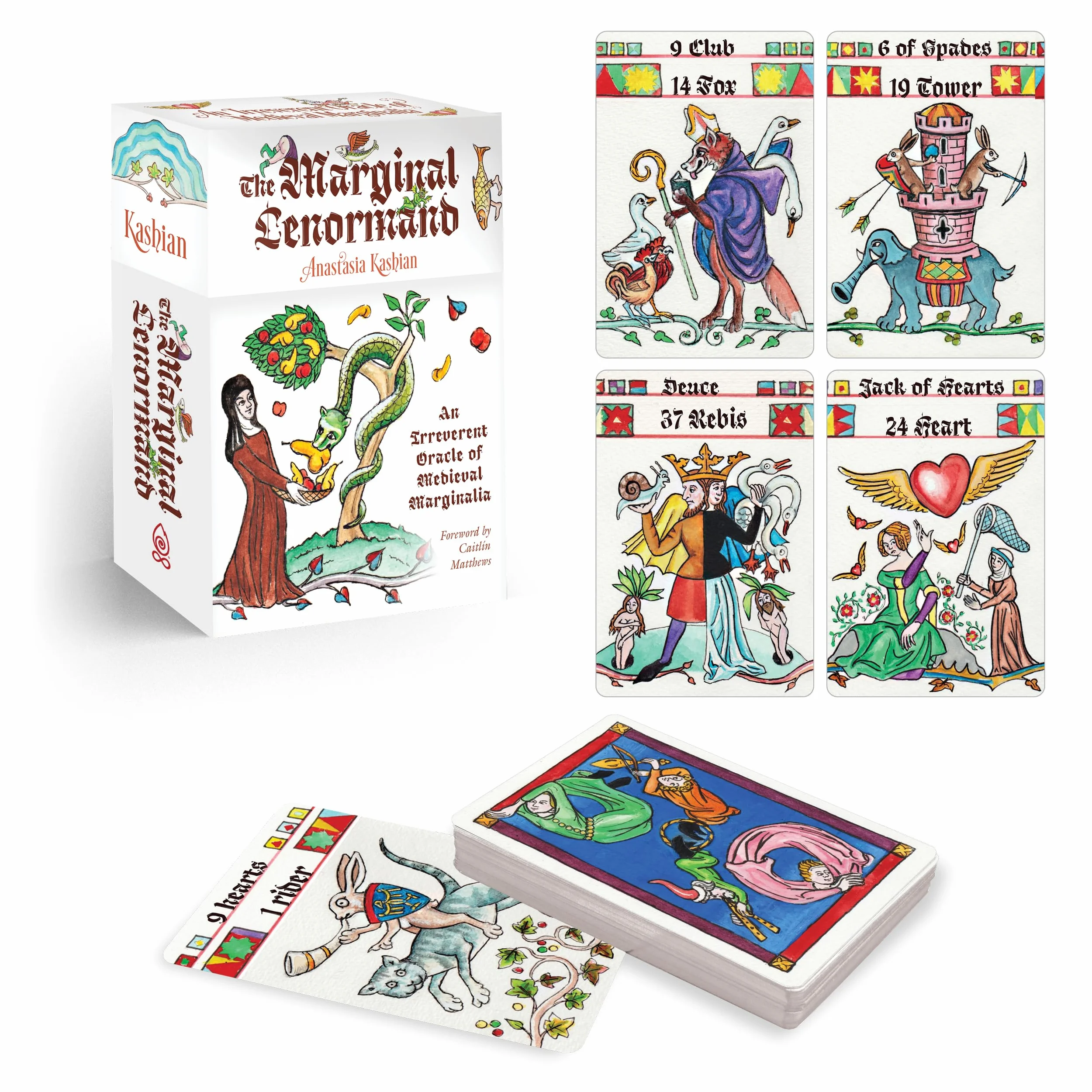 The Marginal Lenormand: An Irreverent Oracle of Medieval Marginalia (Lenormand Box Set with 37 Cards and Guide Book)