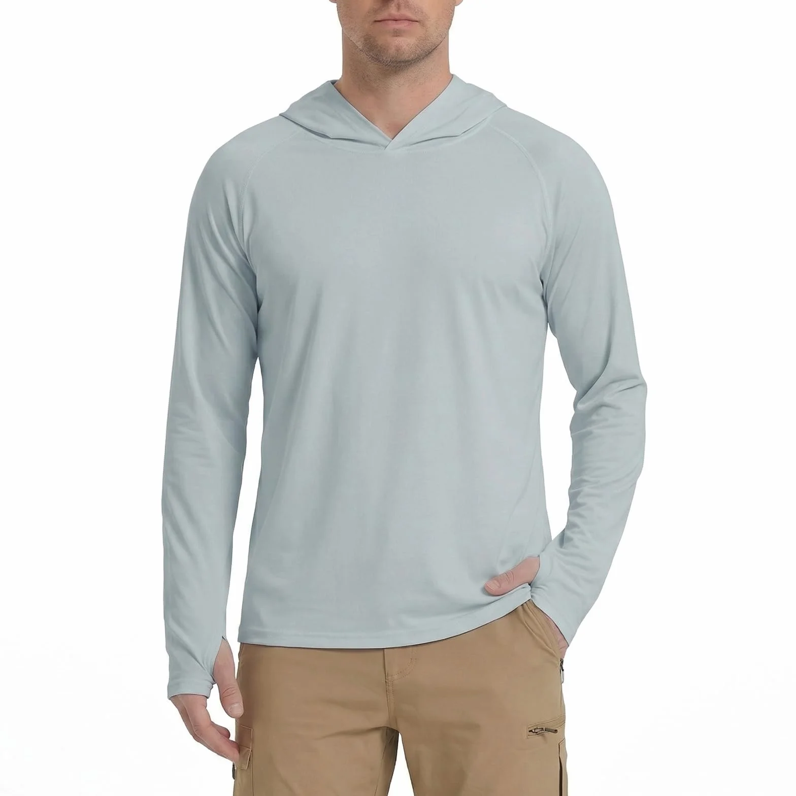 HYCOPROT Męskie koszule Rash Guard UPF 50+ koszule chroniące przed słońcem z długim rękawem bluza z kapturem UV topy kąpielowe szybkoschnąca lekka koszulka wędkarska Rashguard SPF odzież do pływania