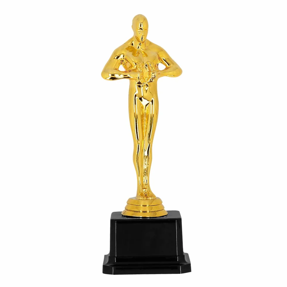 Boland Winner Award Trophy – 21 cm złota plastikowa nagroda na imprezę z czarną podstawą – zabawna noc Hollywood, impreza tematyczna VIP i dekoracja karnawałowa