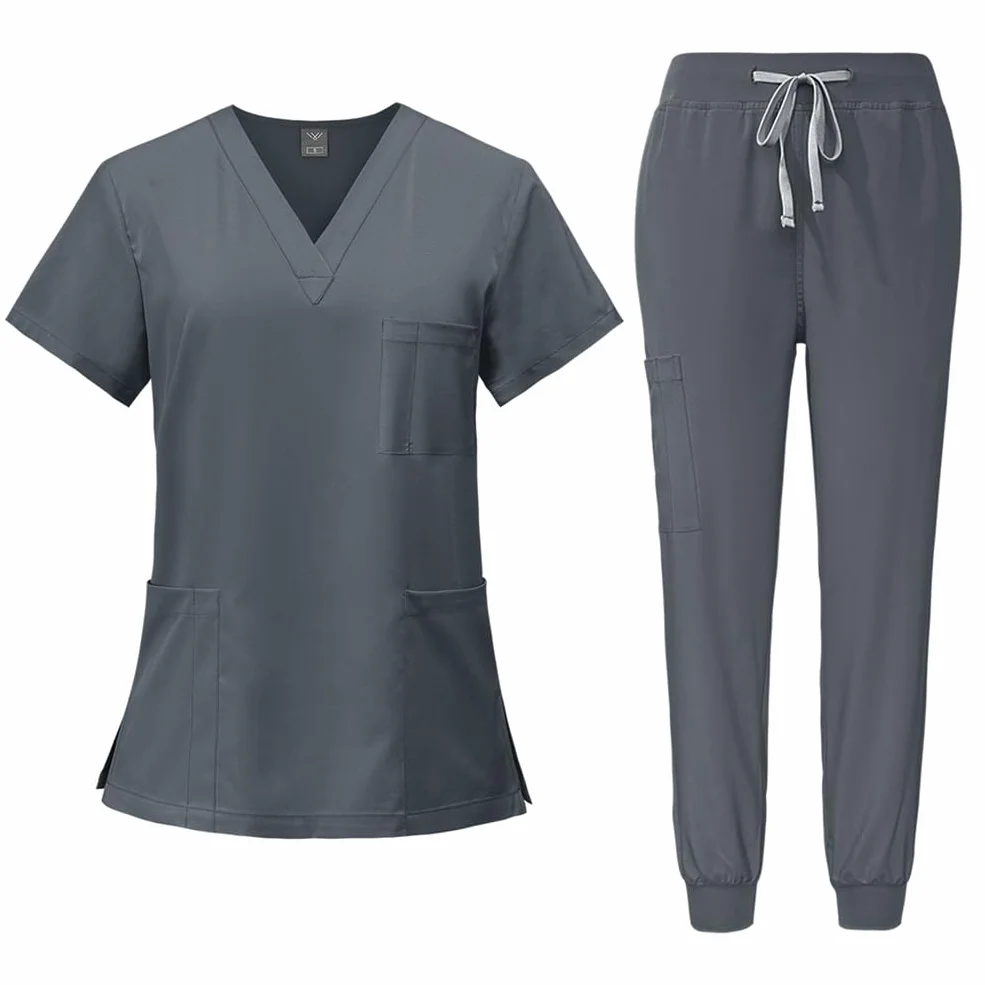 Mundury unisex zestaw medyczny mundur dekolt w serek peeling top i spodnie do joggingu