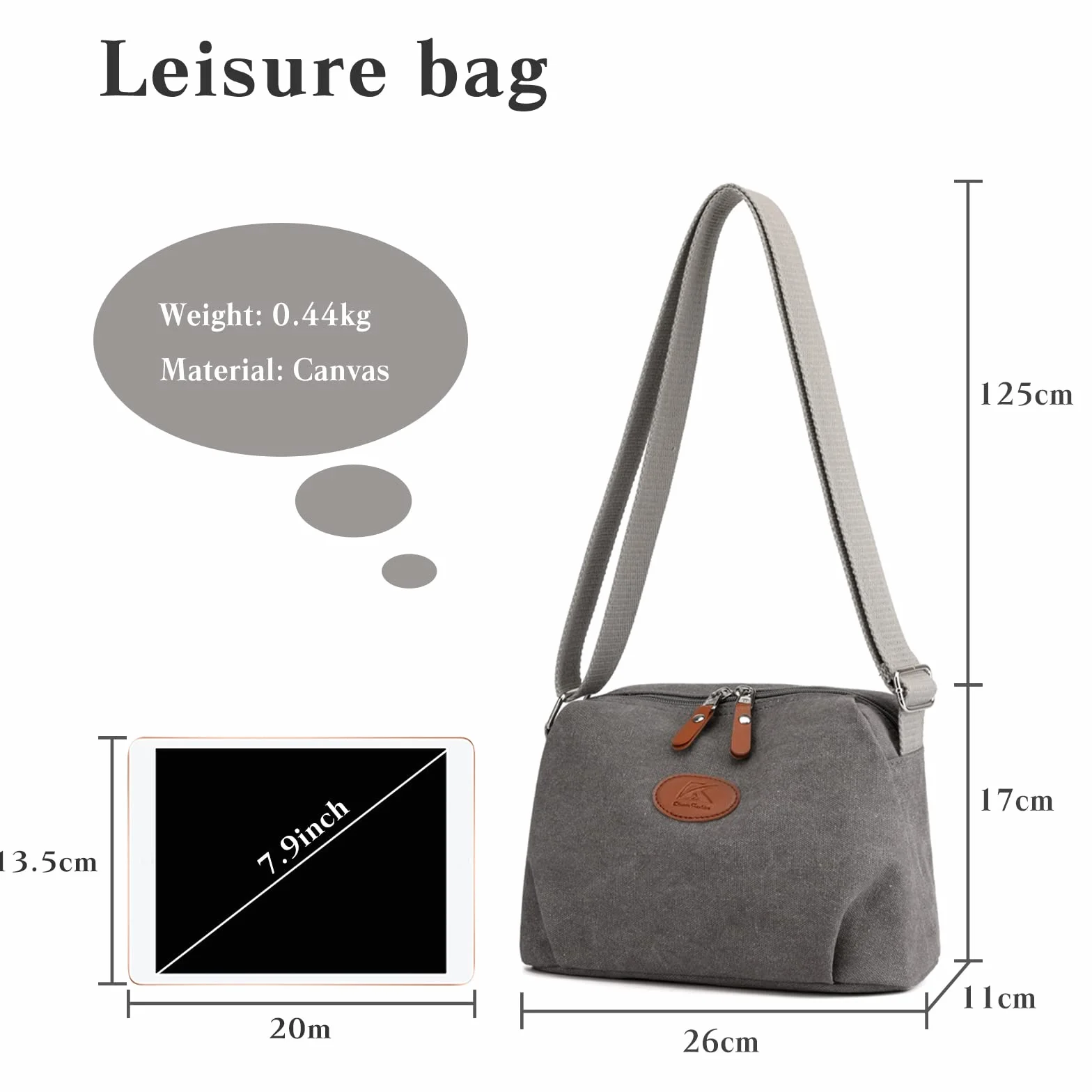Damska torba crossbody na co dzień torba na ramię płócienna torba listonoszka tornister