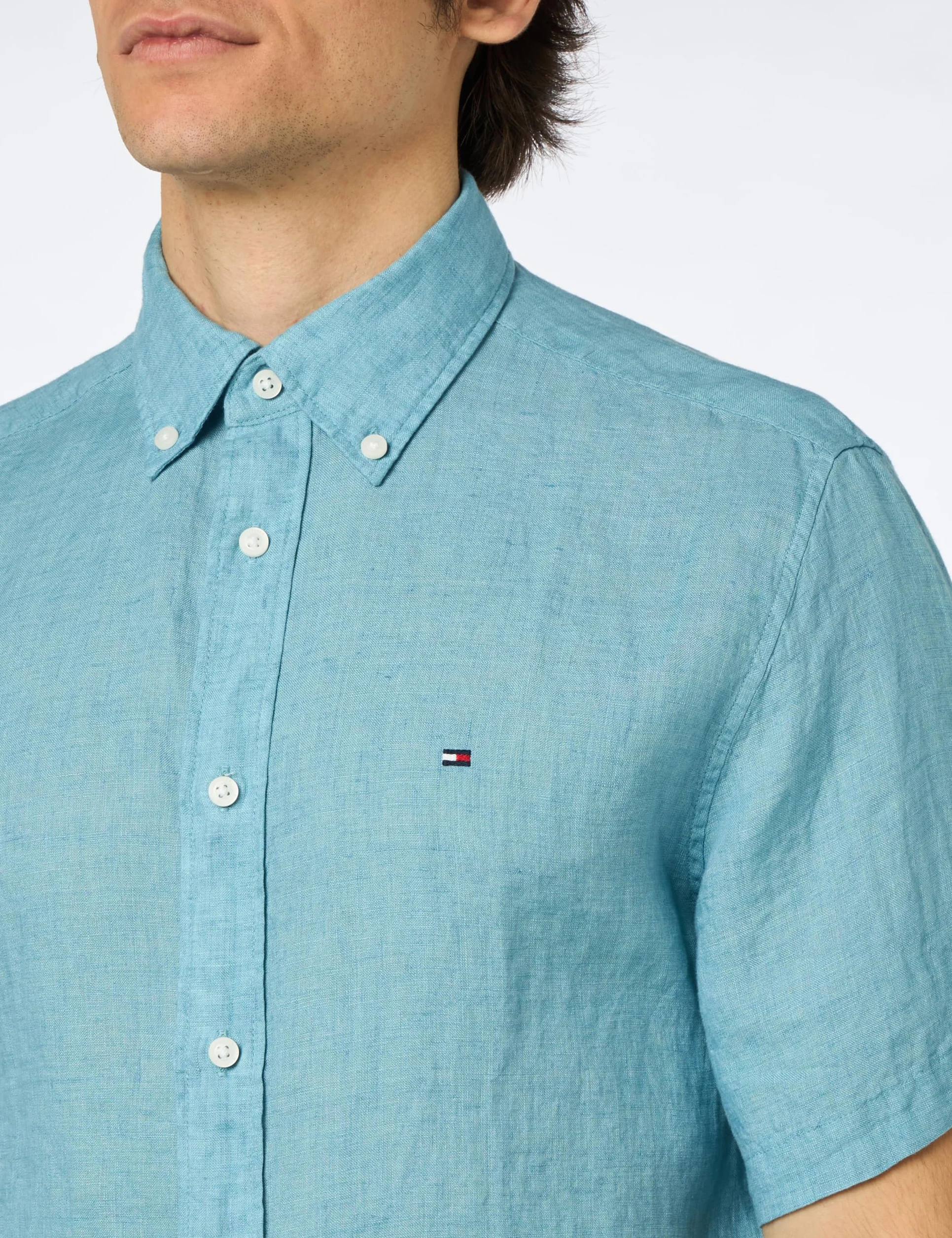 Tommy Hilfiger Koszule codzienne Mężczyźni Pigment Dyed Linen Rf Shirt S/S Mw0mw35207