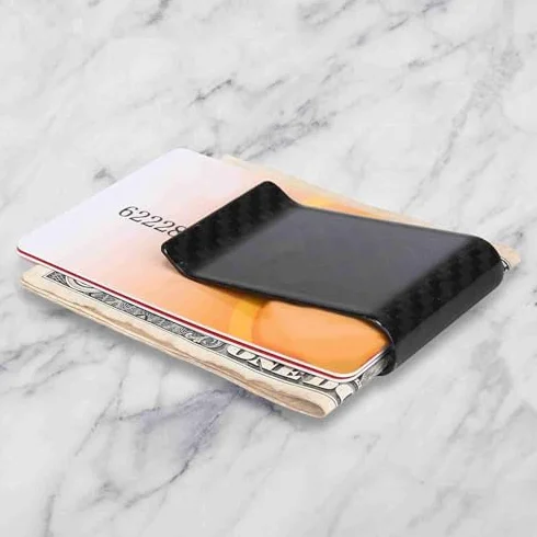 Portfel z Klipsem na Pieniądze z Włókna Węglowego Ultralight Business Money Cash Clip Cards Credit Clamp Wallet Przenośny Wizytownik dla Kobiet Mężczyzn