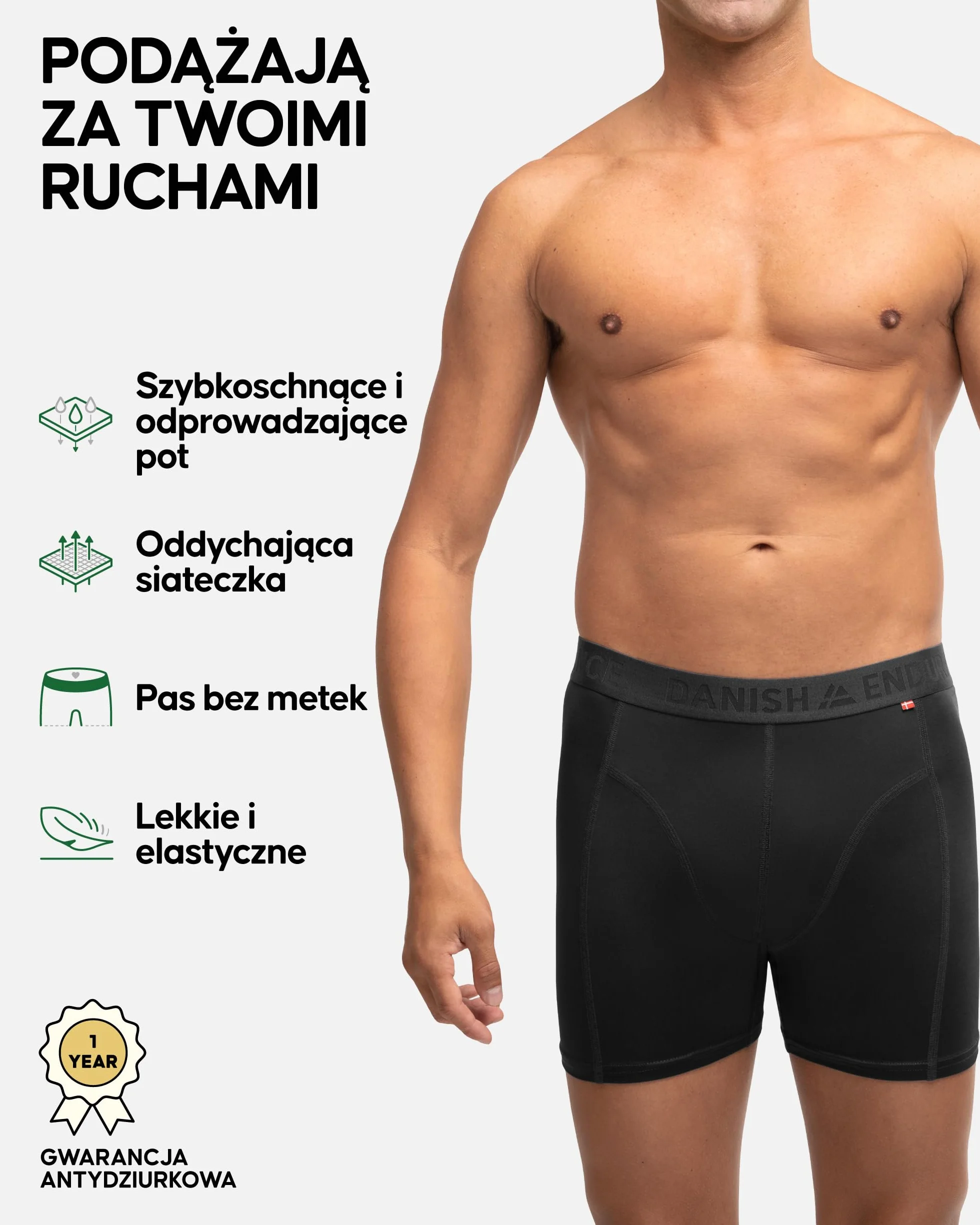 DANISH ENDURANCE Sportowe Bokserki Męskie, Termoaktywna Bielizna Premium, Profesjonalne, 6-PACK