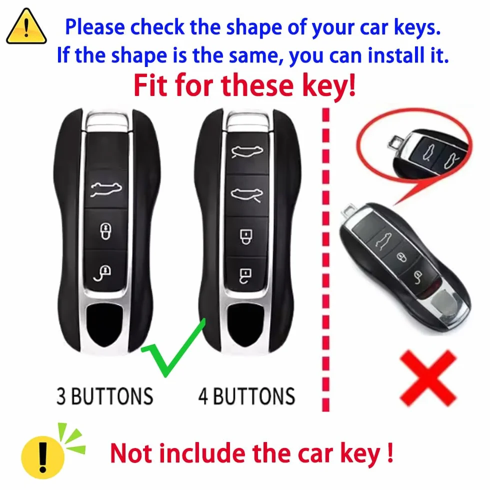 Miękka skóra Smart Control pokrowiec na kluczyk samochodowy kompatybilny z Porsche Cayenne Coupe 2021 Panamera Carrera Taycan 971 982 9YA 2022-2025 etui ochronne ze stopu cynku 3 przyciski-A2